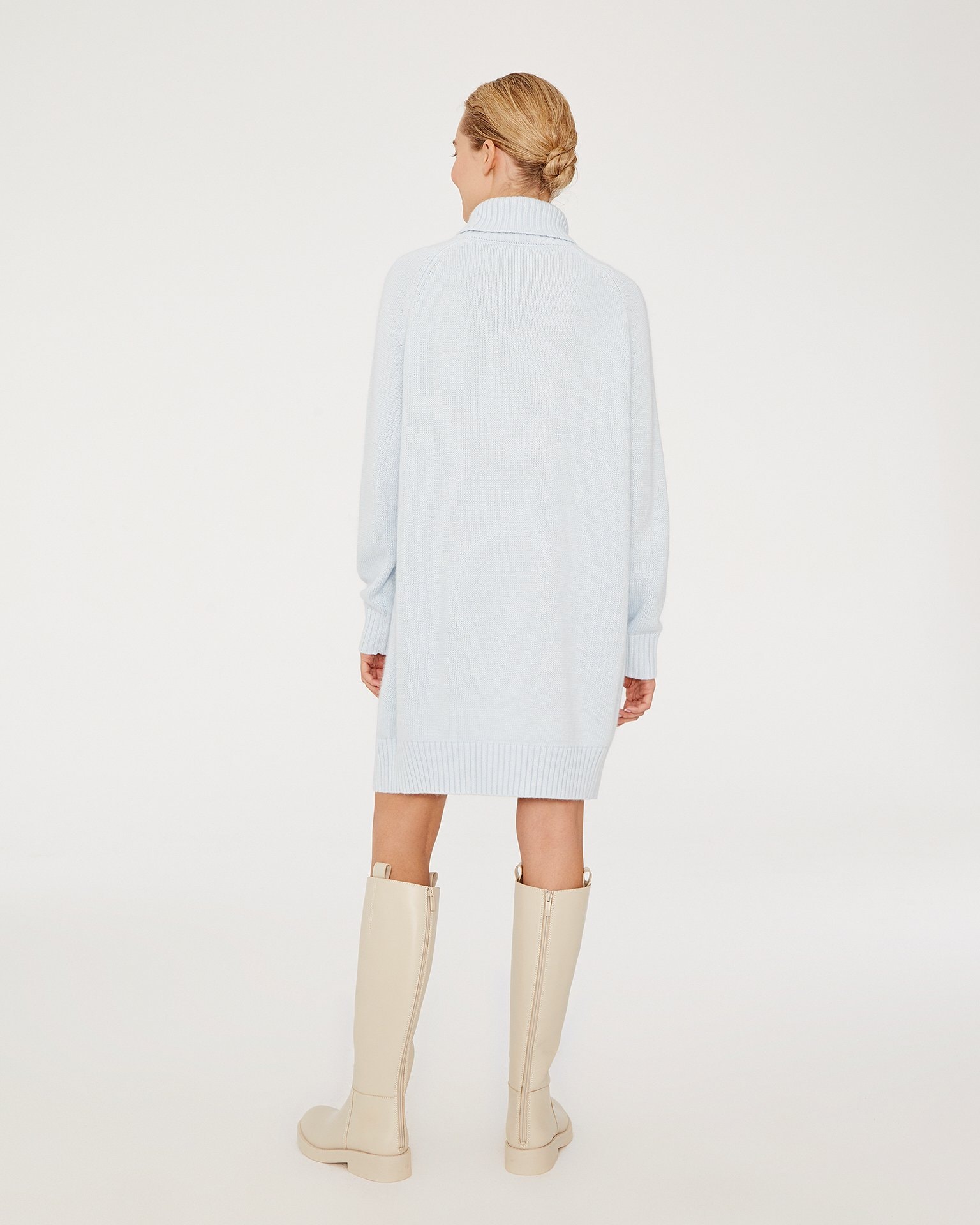 Dress with Cable Pattern, Light Blue — photo 4