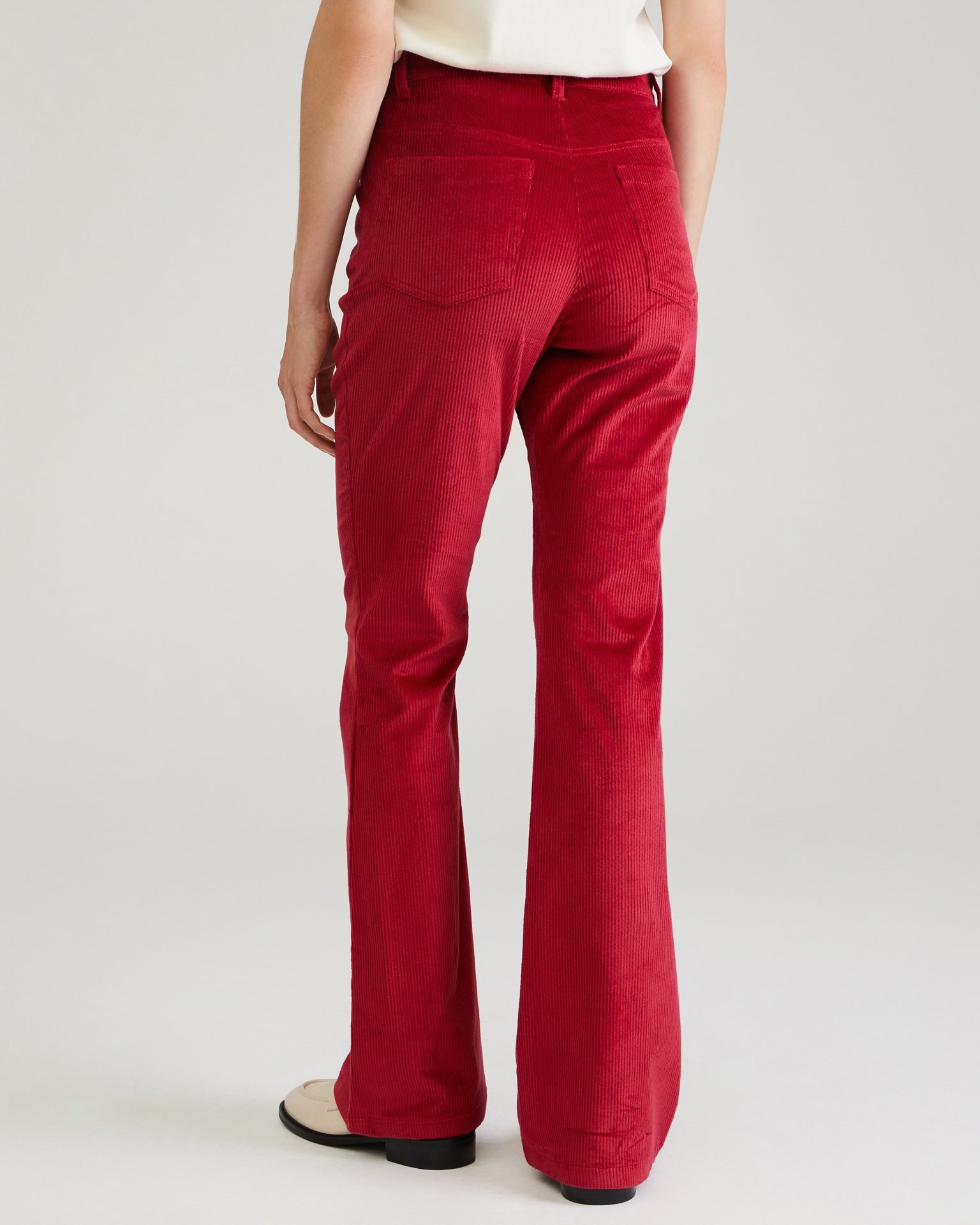 Corduroy flare trousers, Burgundy — photo 7
