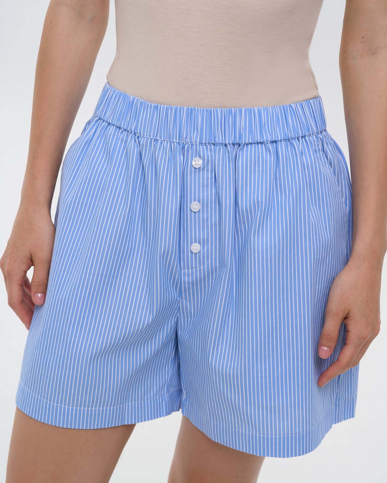 Straight-leg shorts, Powder Blue — photo 2