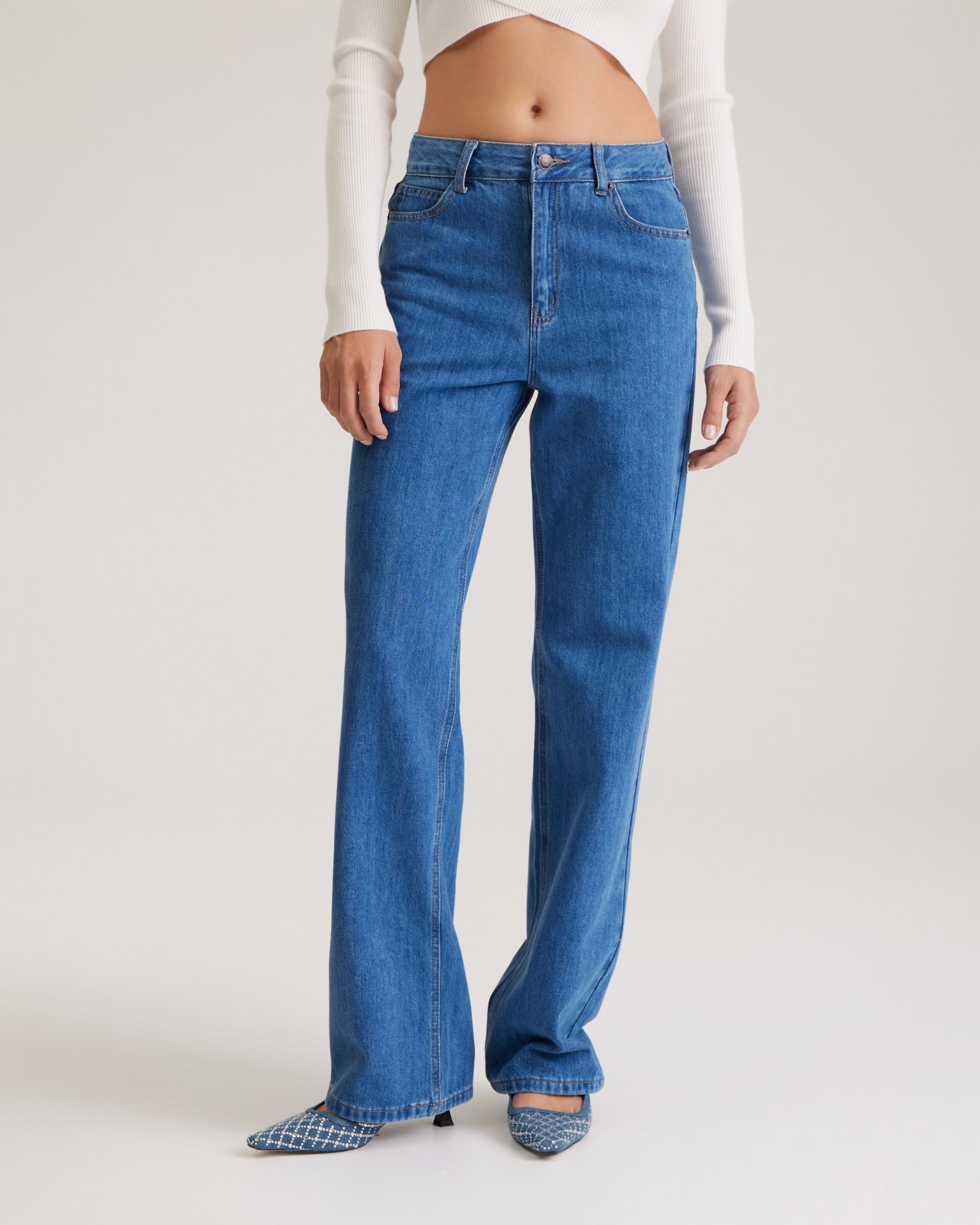 Wide-leg jeans, Blue — photo 7