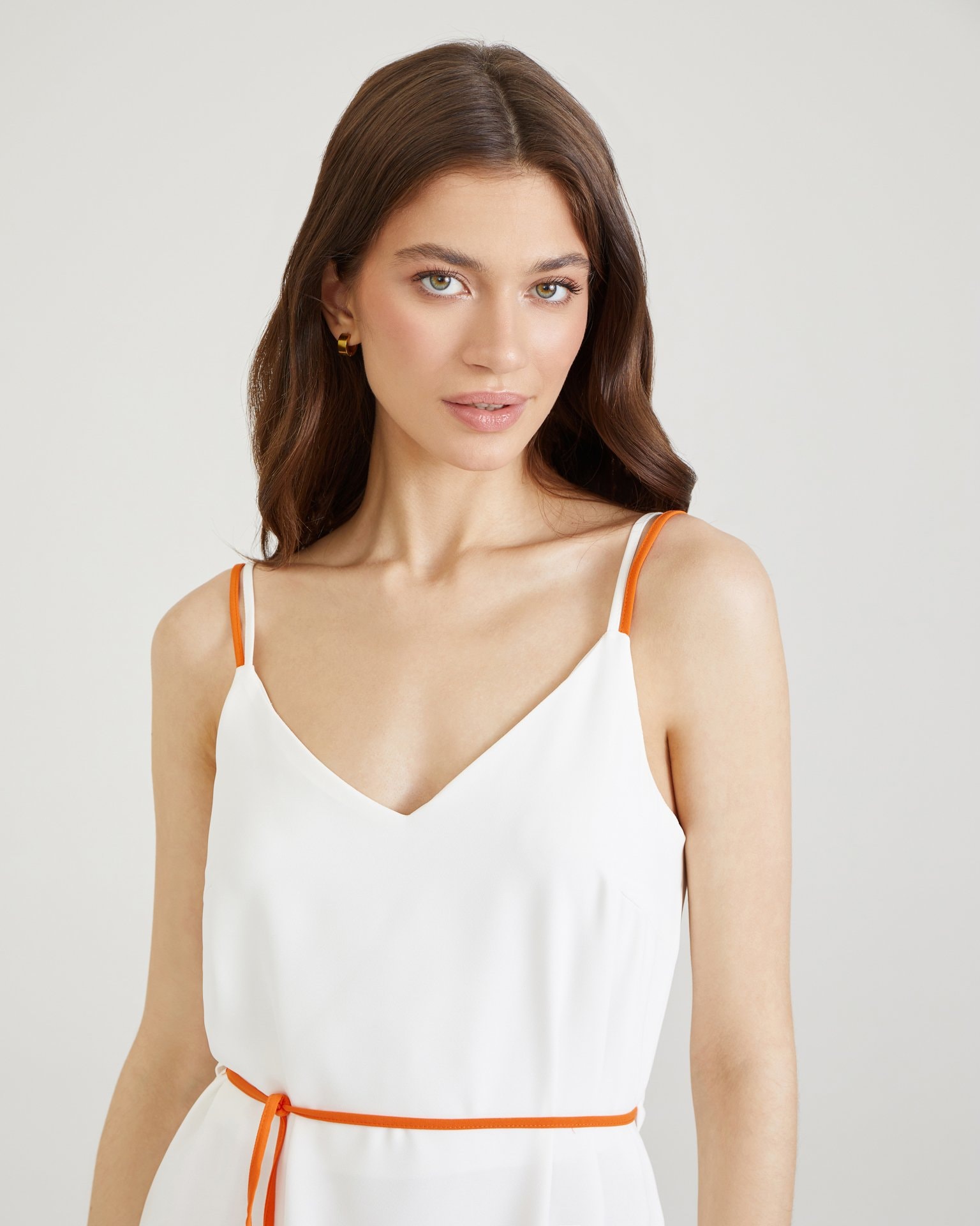 Dress with a thin belt, Milk — photo 6