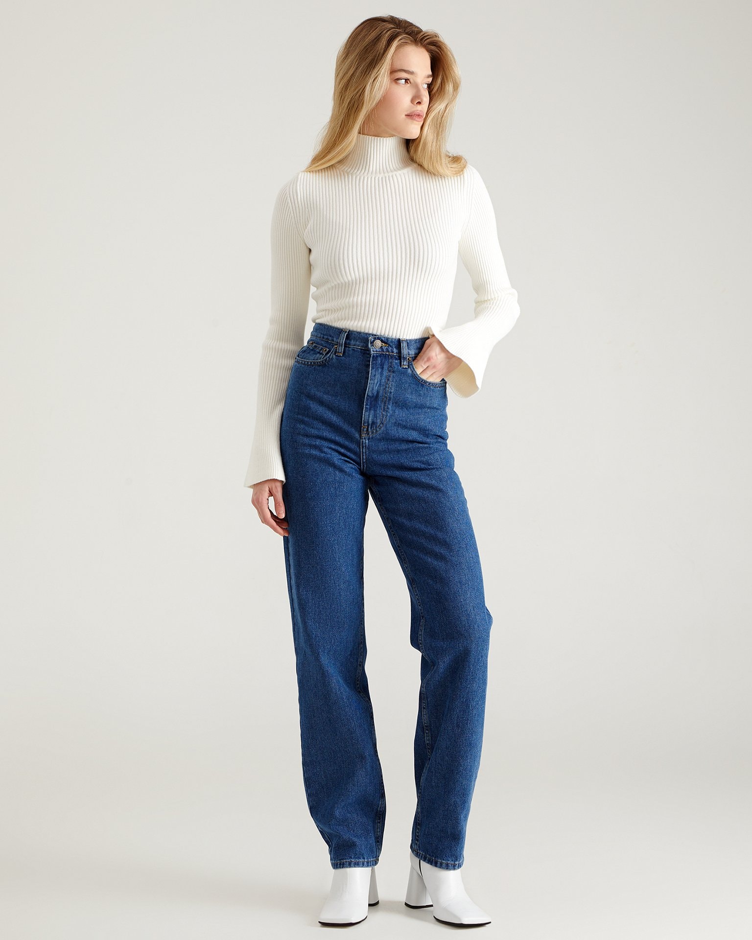 Straight-leg jeans in blue, Blue