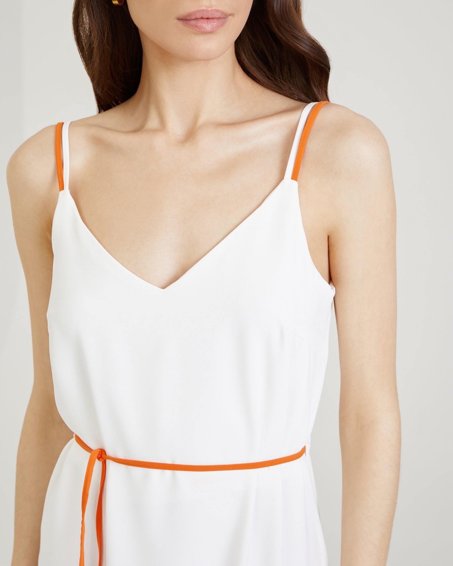 Dress with a thin belt, Milk — photo 7
