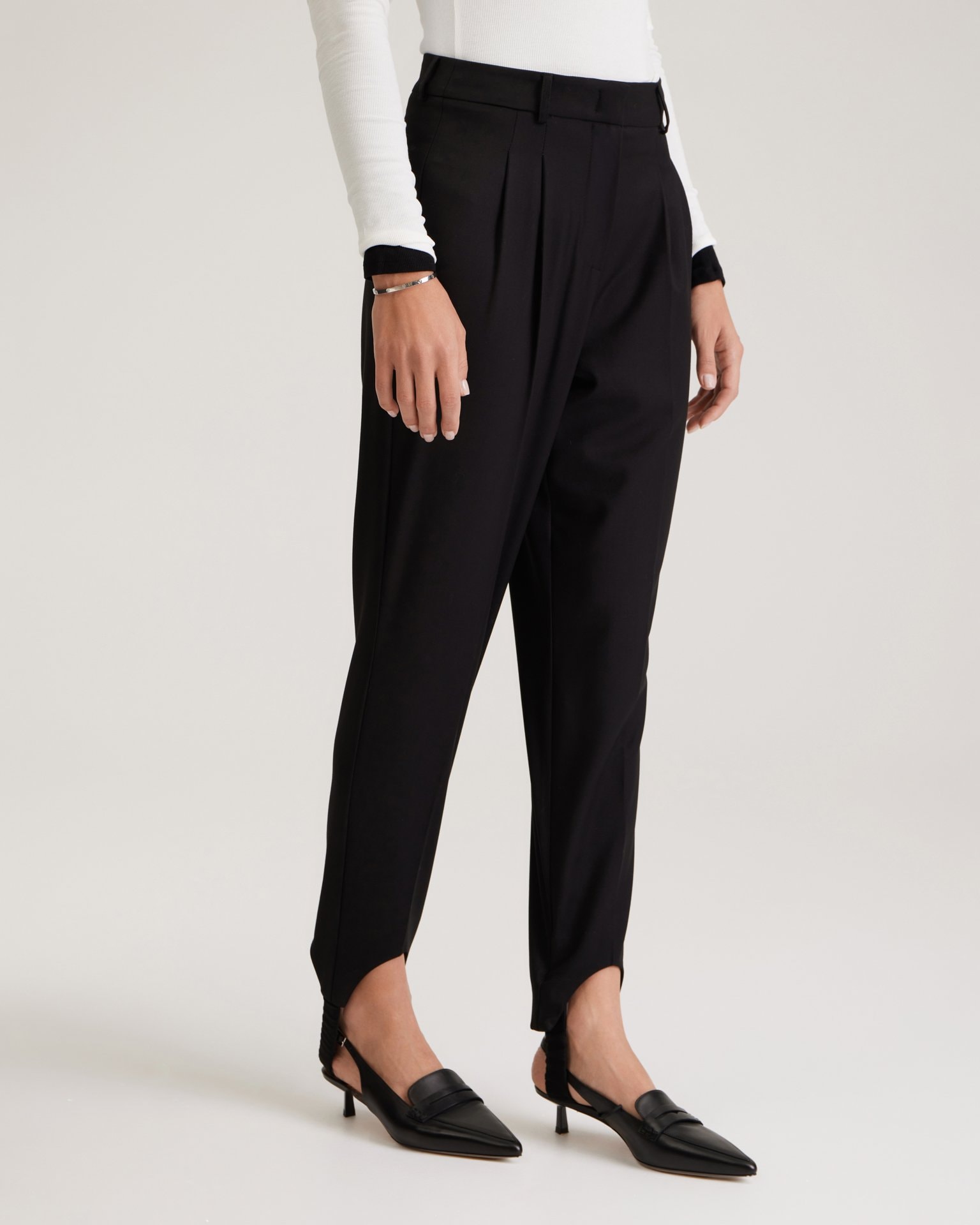 Black Trousers with Stirrups, Black — photo 4