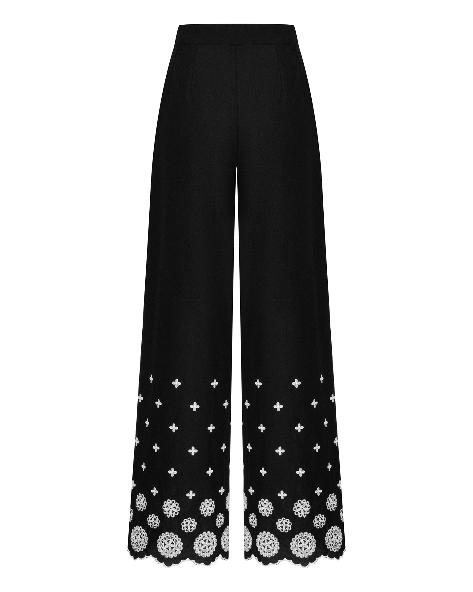 Straight-leg trousers with embroidery, Black — photo 8