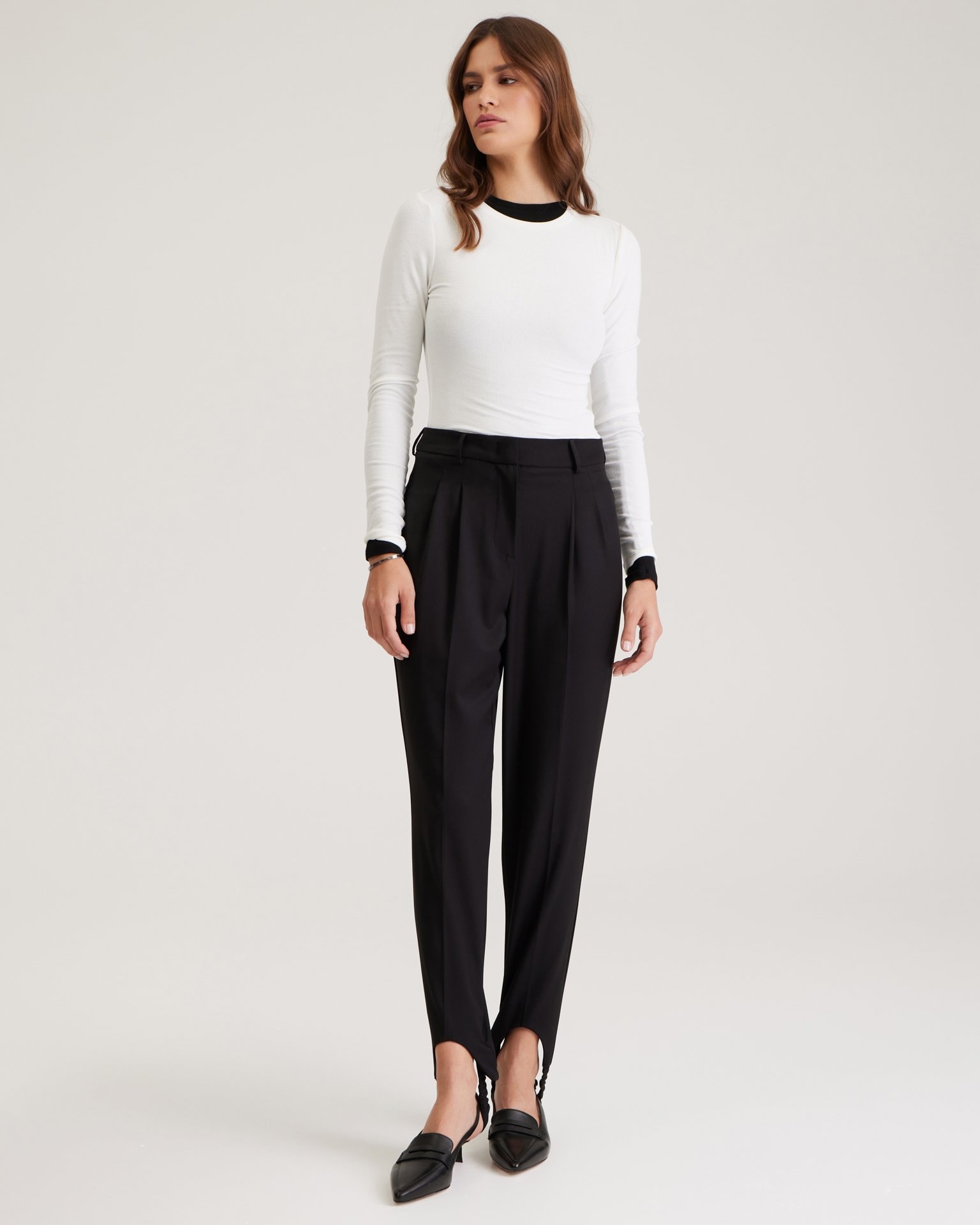 Black Trousers with Stirrups, Black — photo 2