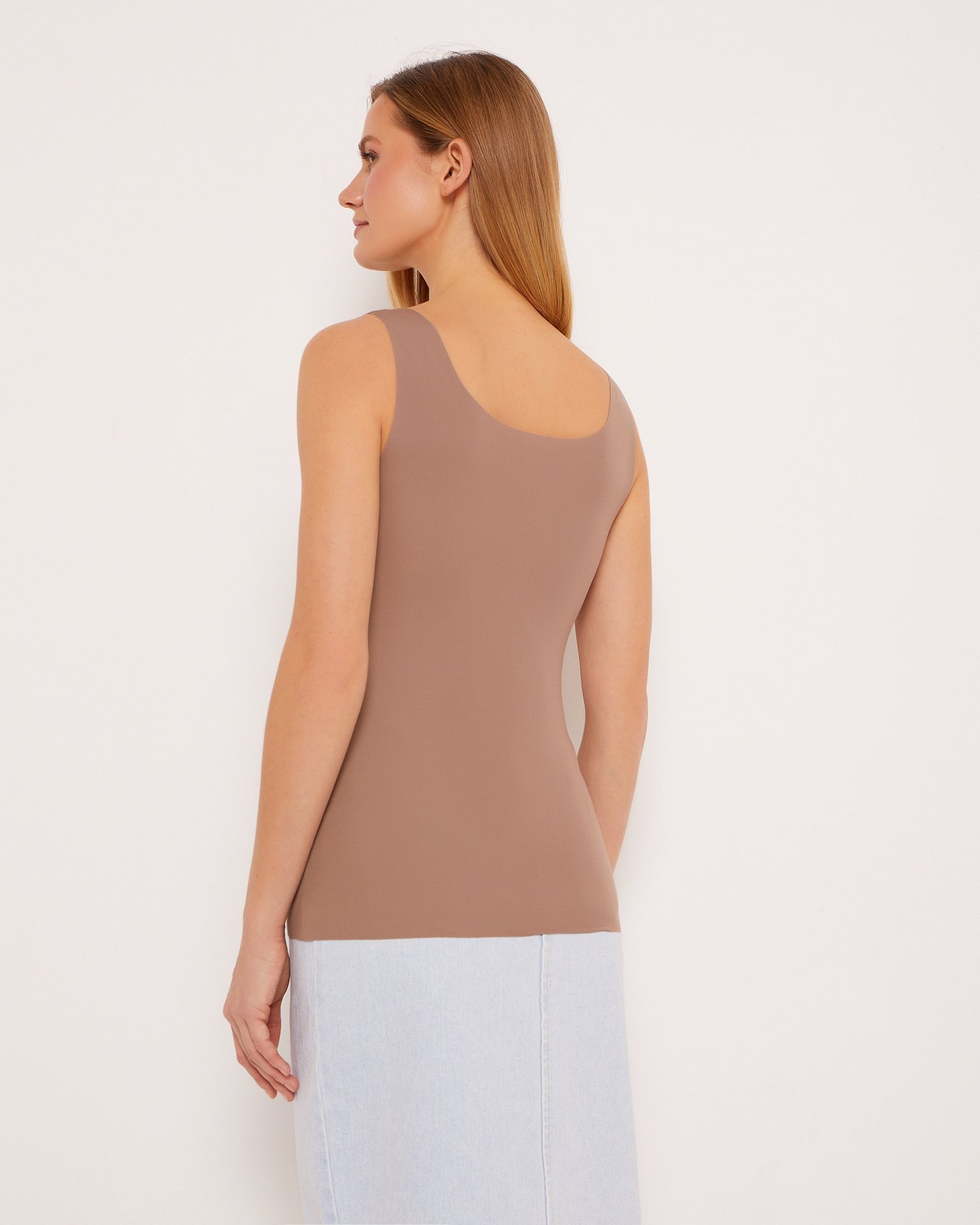 Top with wide straps, Brown — photo 3