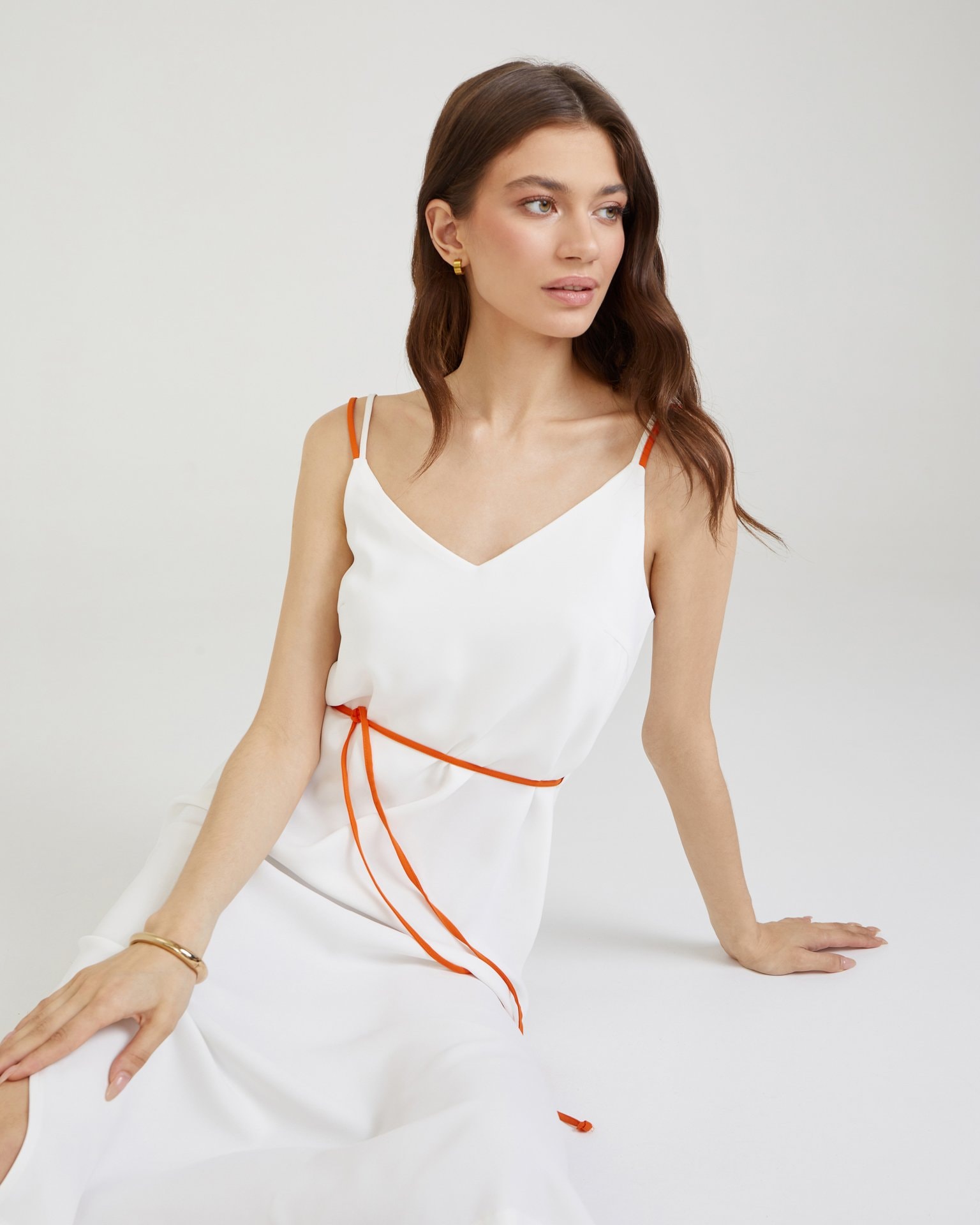 Dress with a thin belt, Milk — photo 2