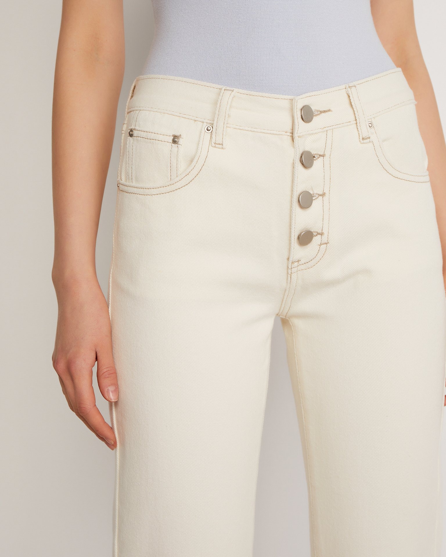Cream-coloured jeans, Milky — photo 5