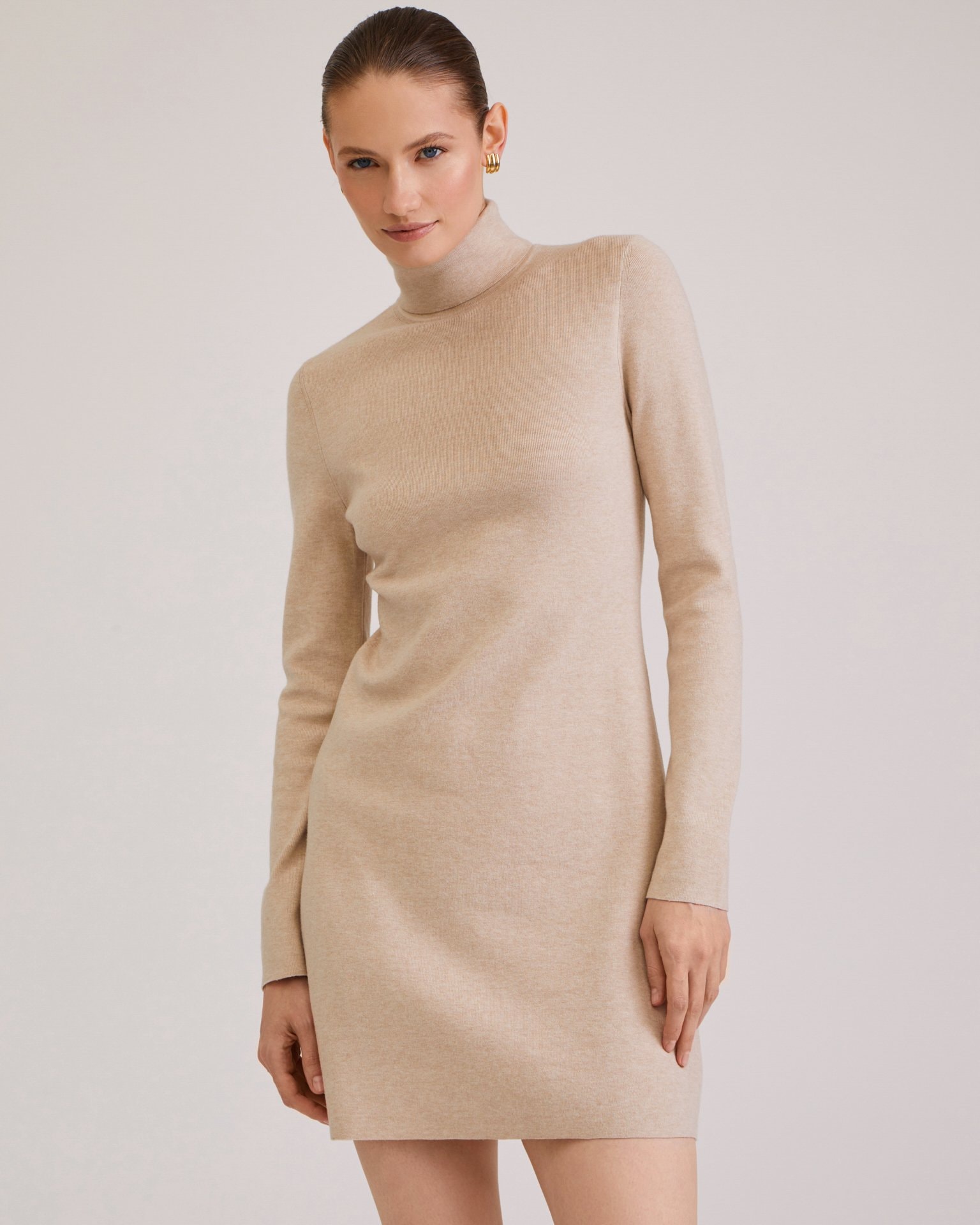 Essential knit dress, Beige.