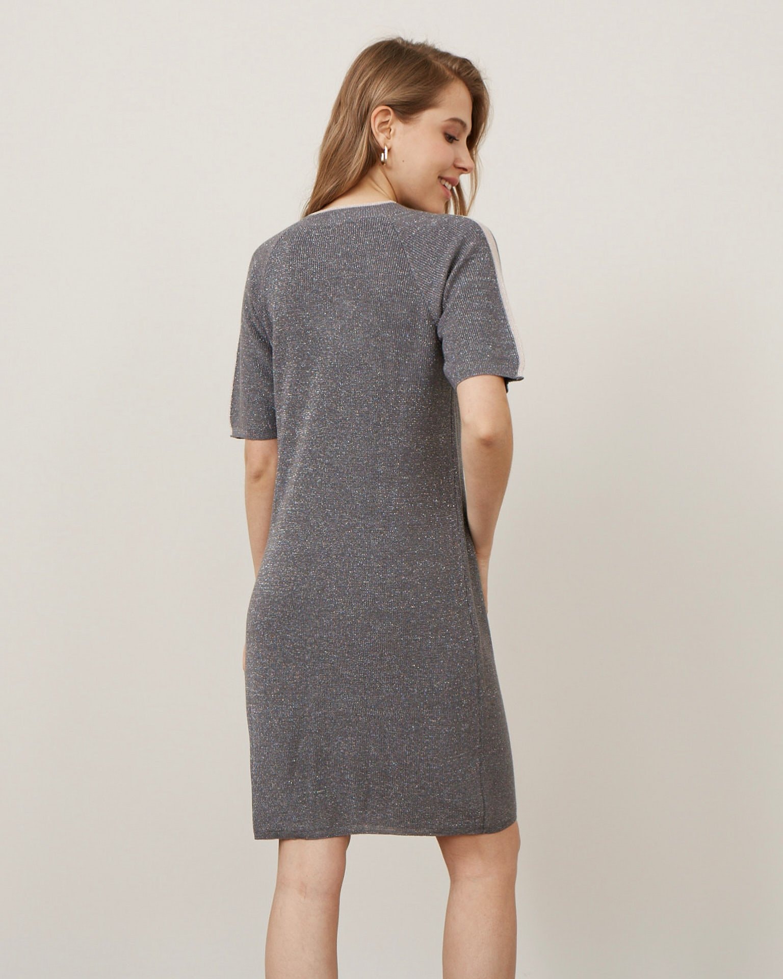 Dress with lurex thread accents, Grey — photo 4