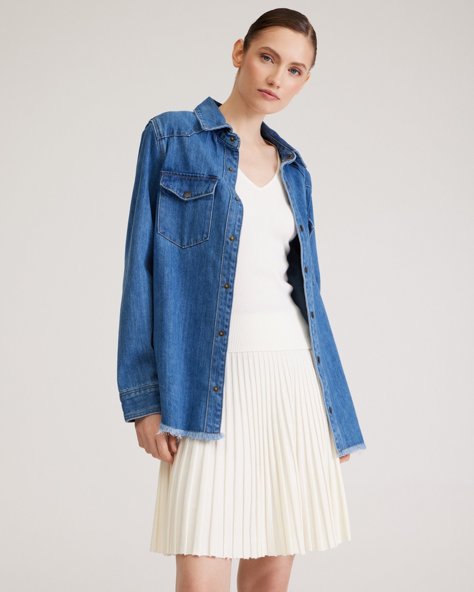 Oversize denim shirt, Navy — photo 5