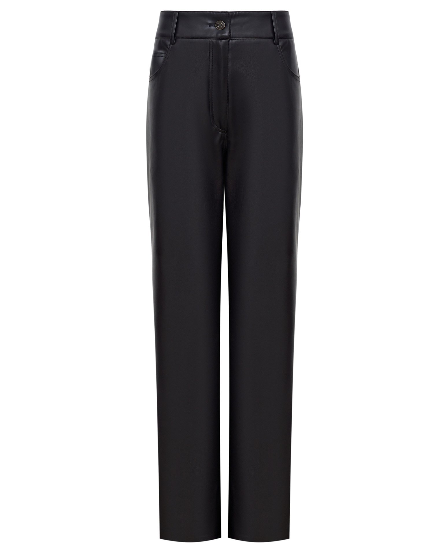 Straight-leg eco-leather trousers, Black — photo 6