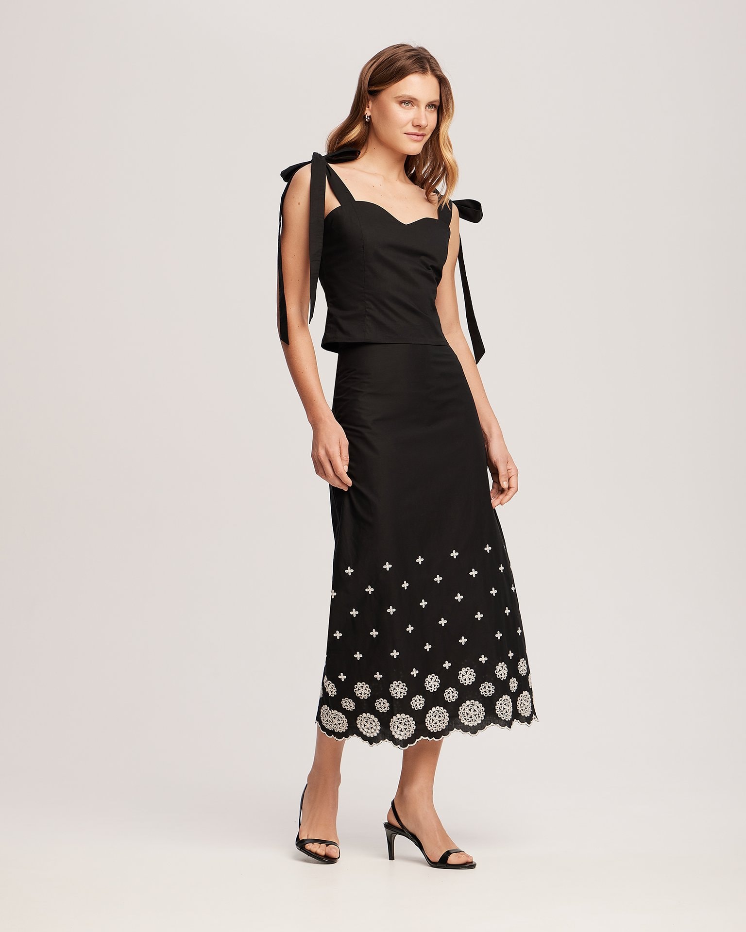 Skirt with embroidery, Black — photo 3