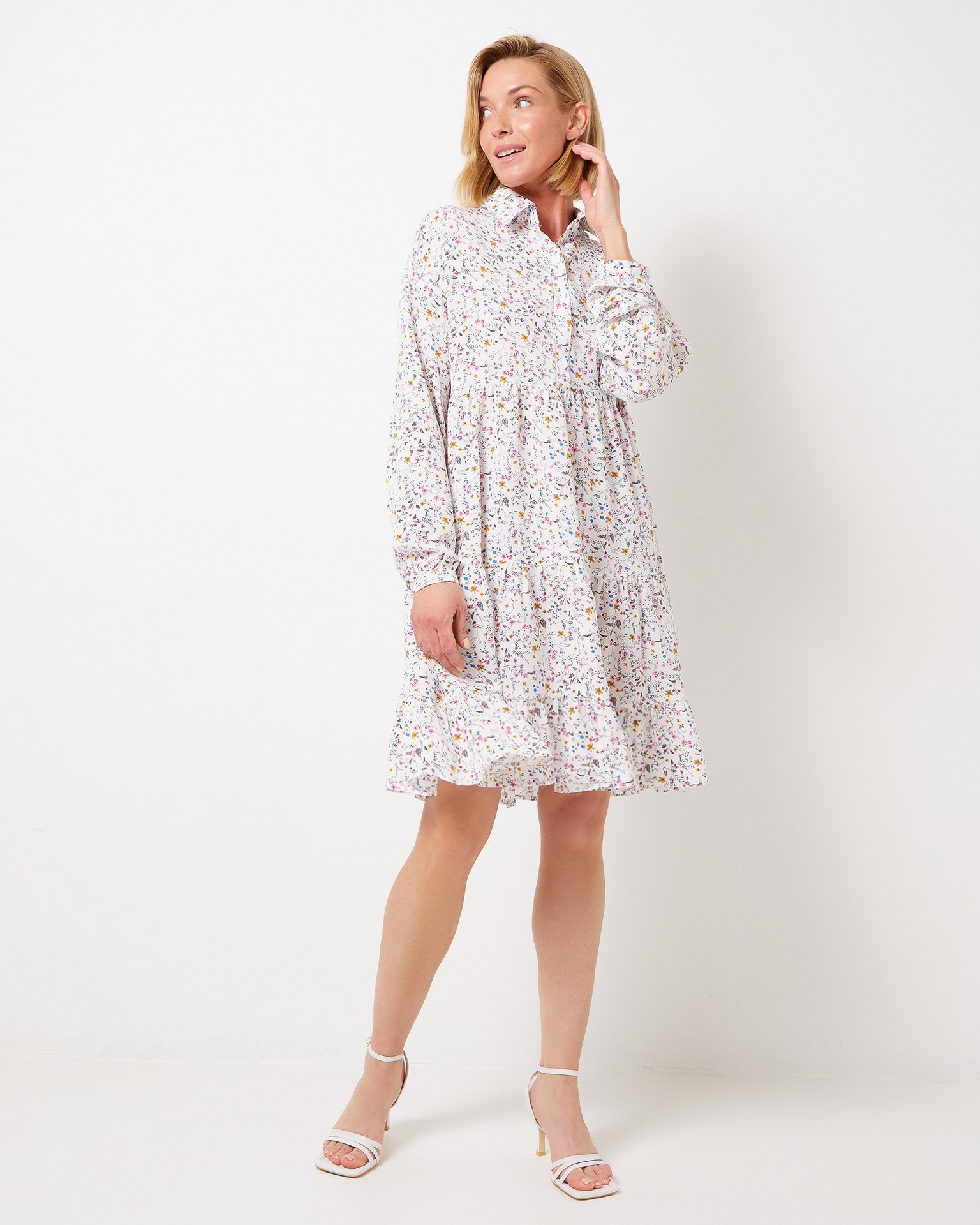 Mini dress in viscose, White — photo 3