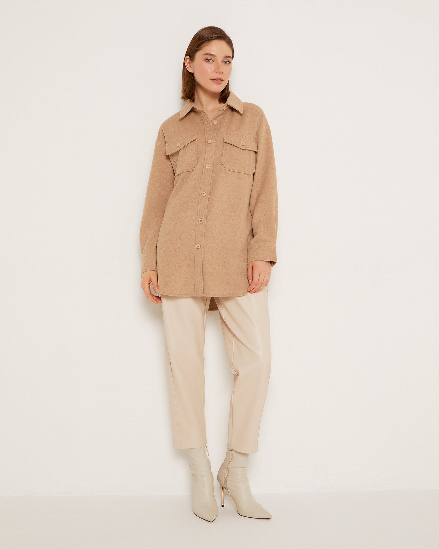 Shirt with patch pockets, Brown — photo 6