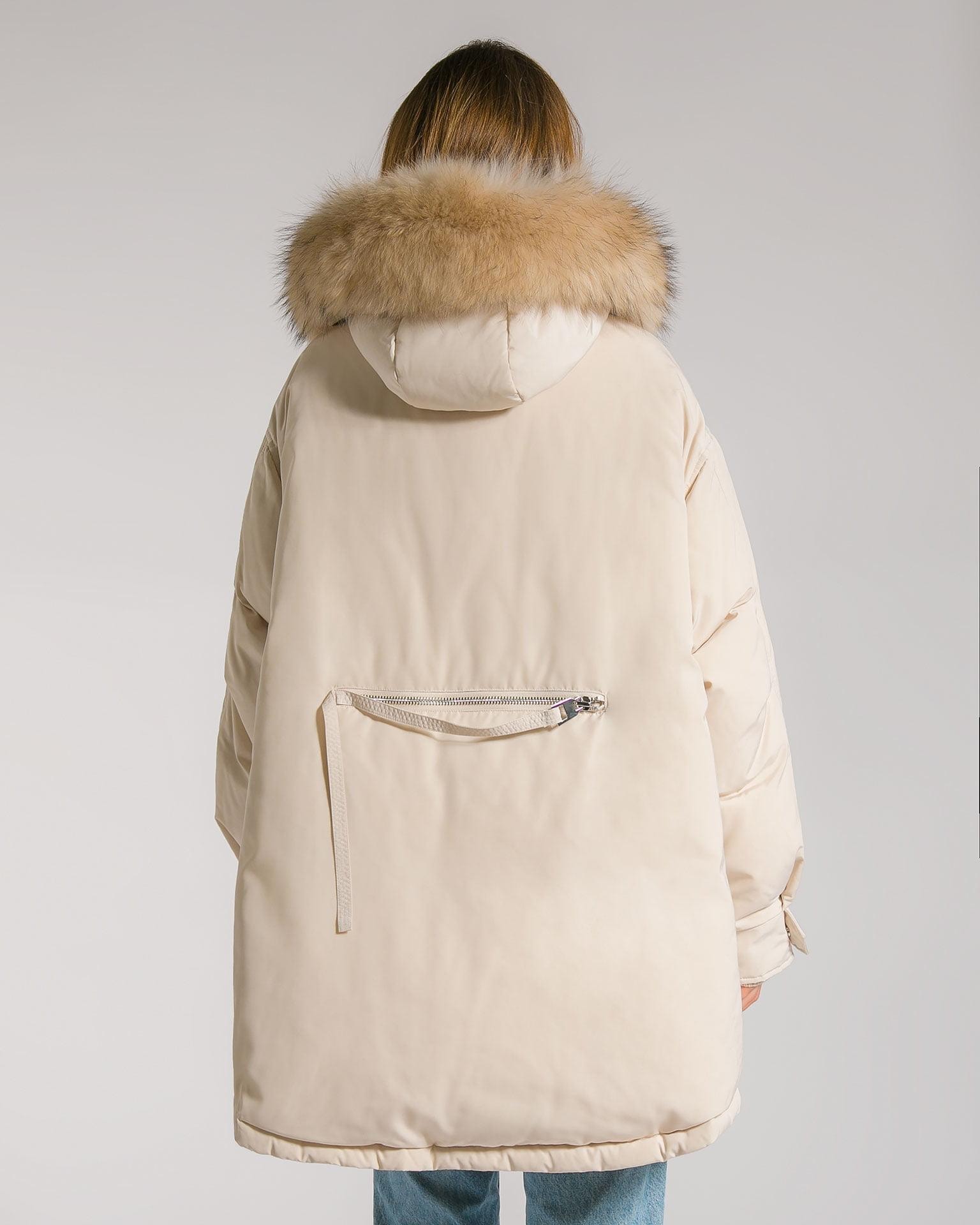 Parka with an elongated back and oversized hood, Beige — photo 5