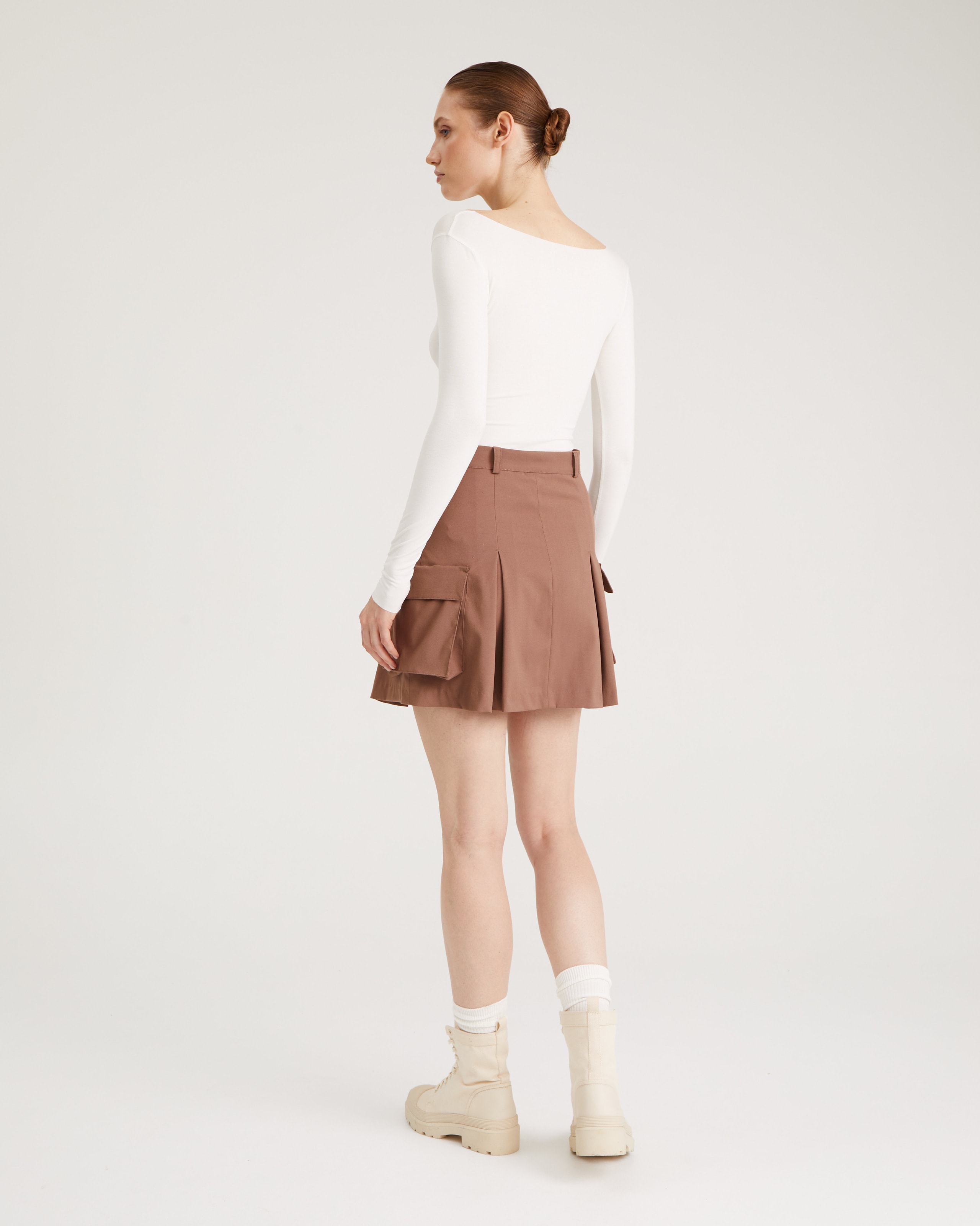 Skirt with patch pockets, Cappuccino — photo 3