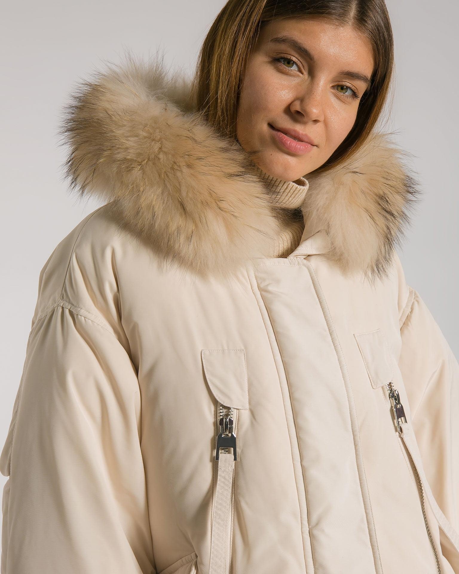 Parka with an elongated back and oversized hood, Beige — photo 2