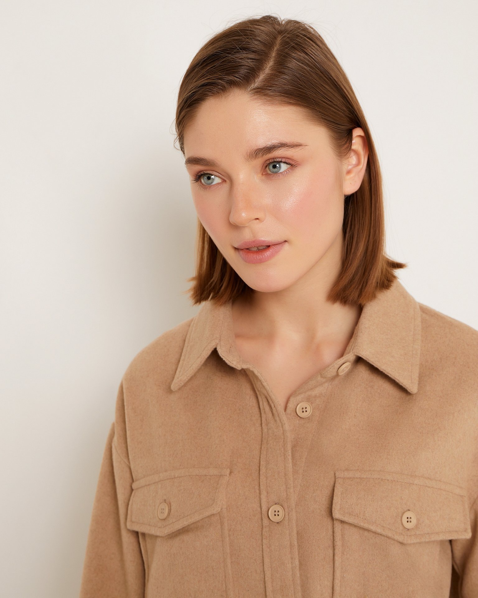 Shirt with patch pockets, Brown — photo 9