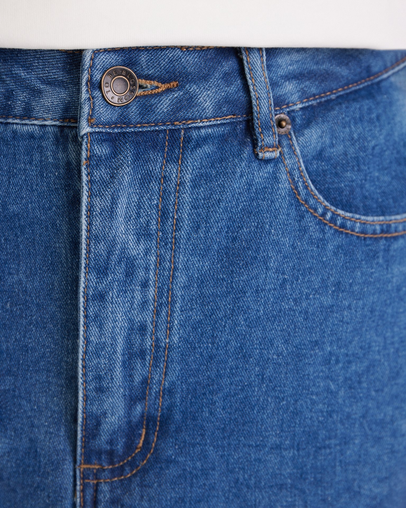 Denim skirt with a slit, Blue — photo 9