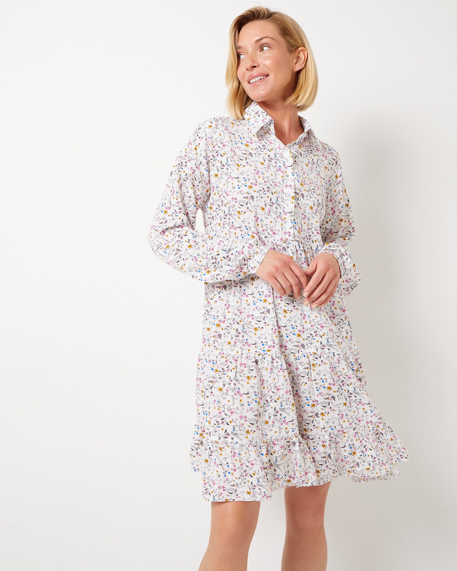 Mini dress in viscose, White — photo 6