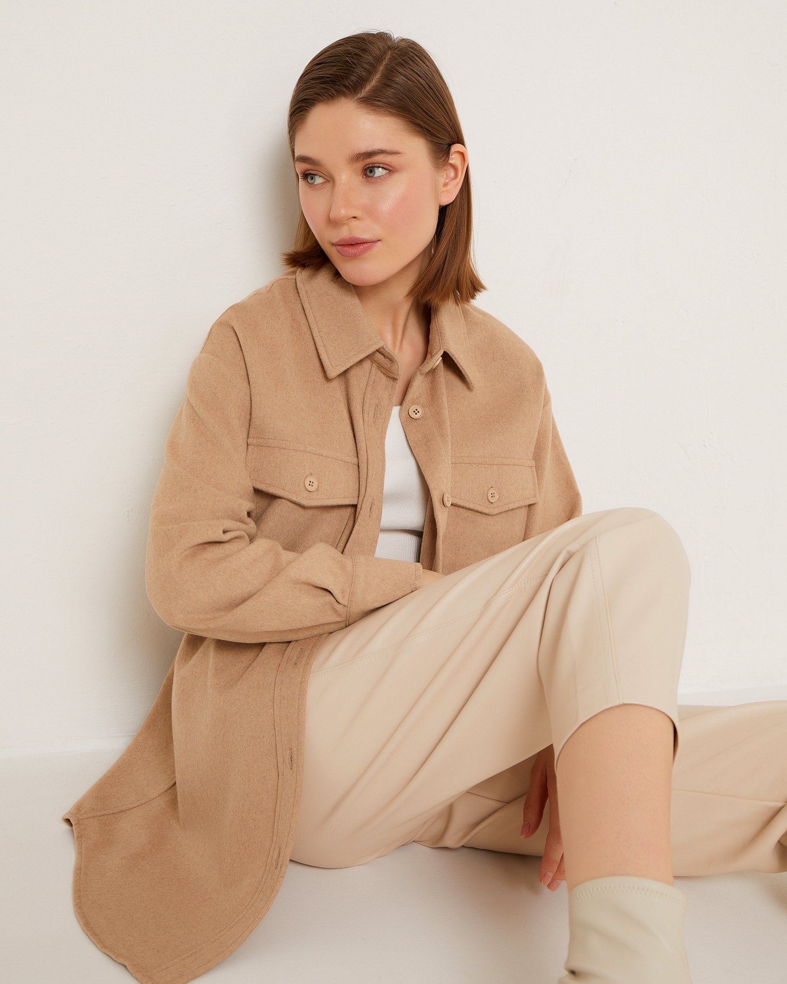Shirt with patch pockets, Brown — photo 2