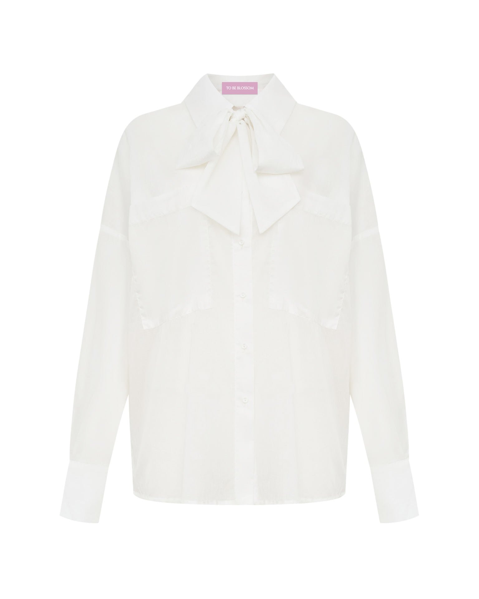 Blouse with a bow, White — photo 11