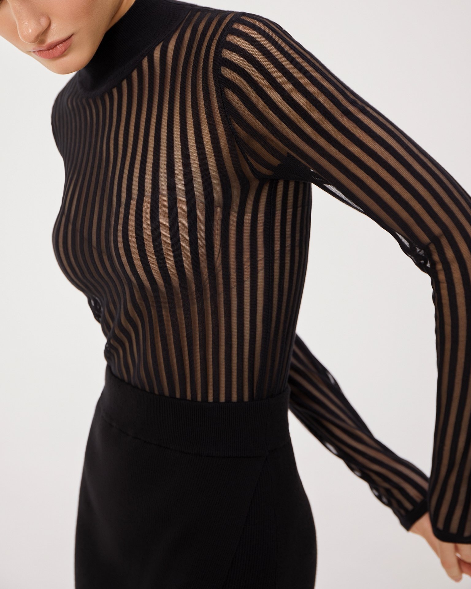 Top with a high neck, Black — photo 6