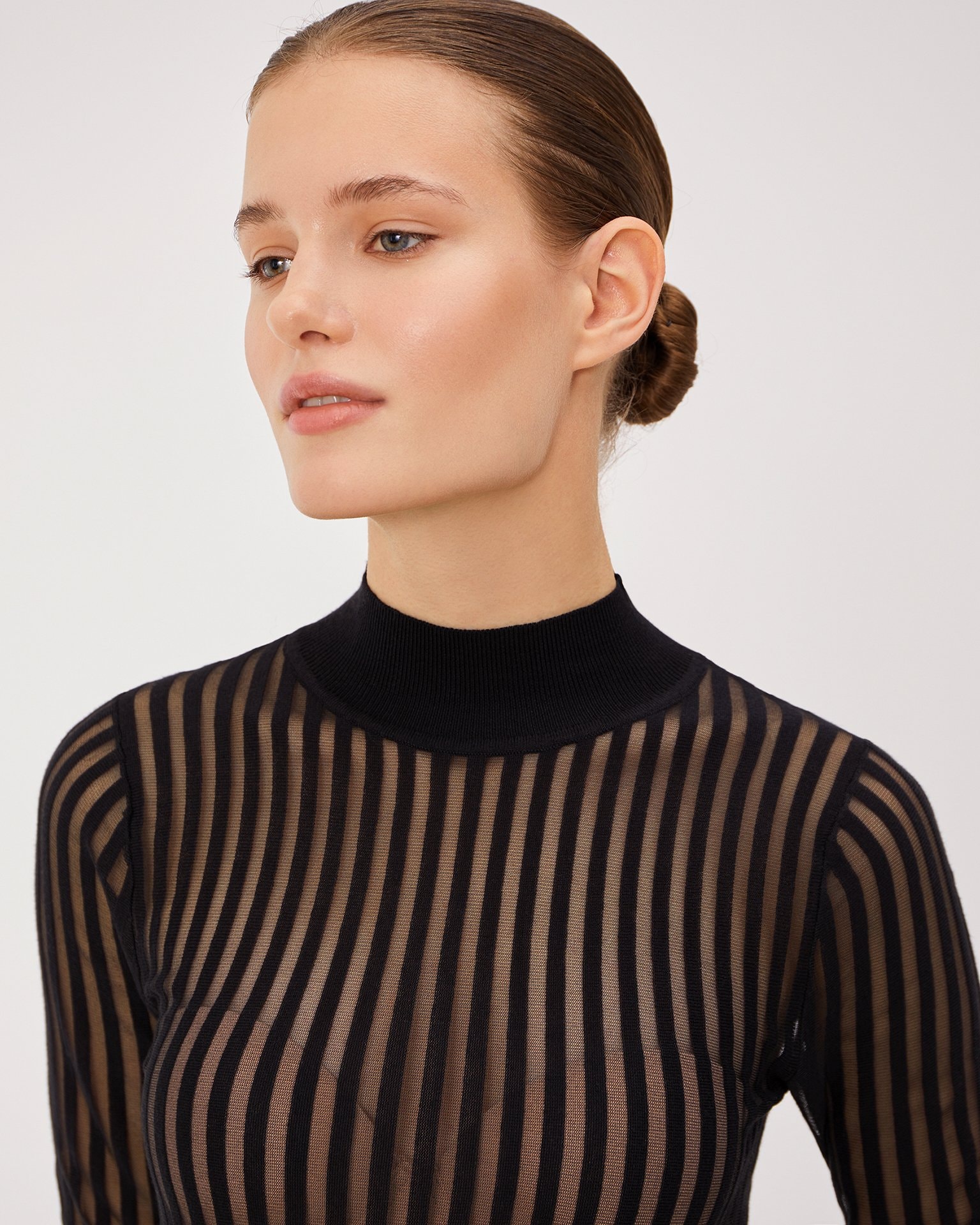 Top with a high neck, Black — photo 5