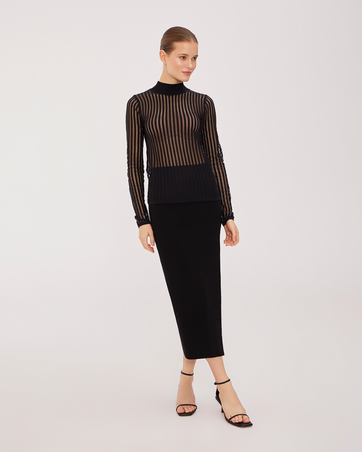 Top with a high neck, Black — photo 4