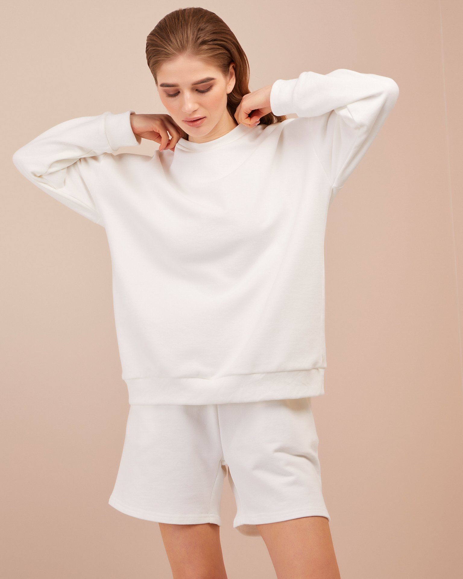 White co-ord with shorts, White