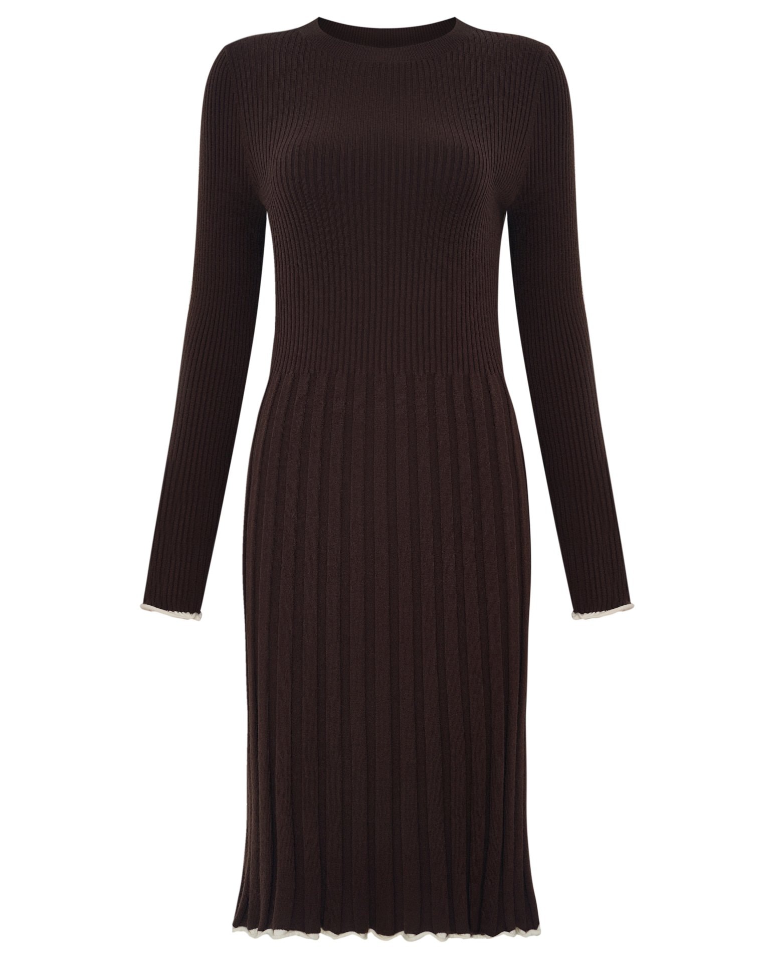 Long-sleeved dress, Brown — photo 6