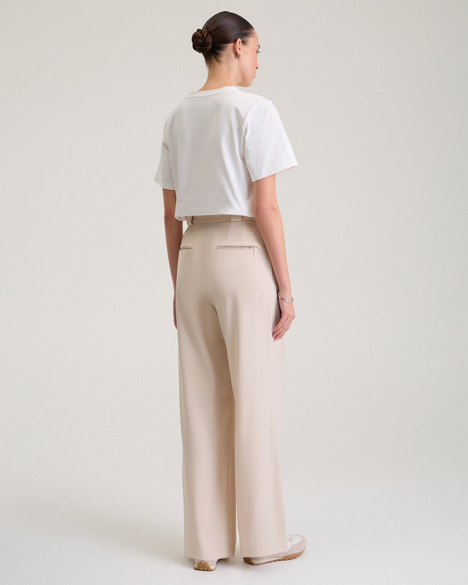 Trousers with a decorative pocket in beige, Beige — photo 5