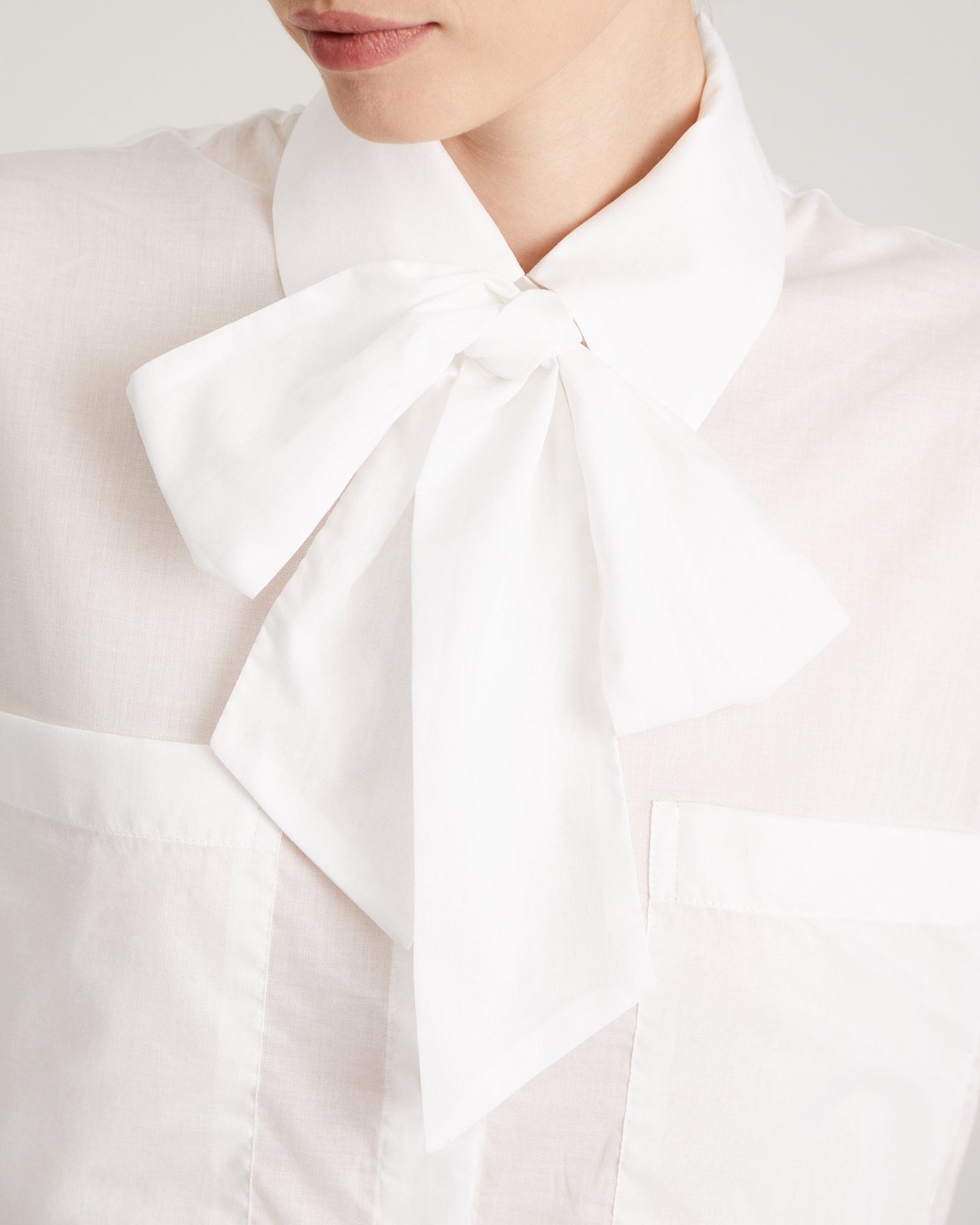 Blouse with a bow, White — photo 9