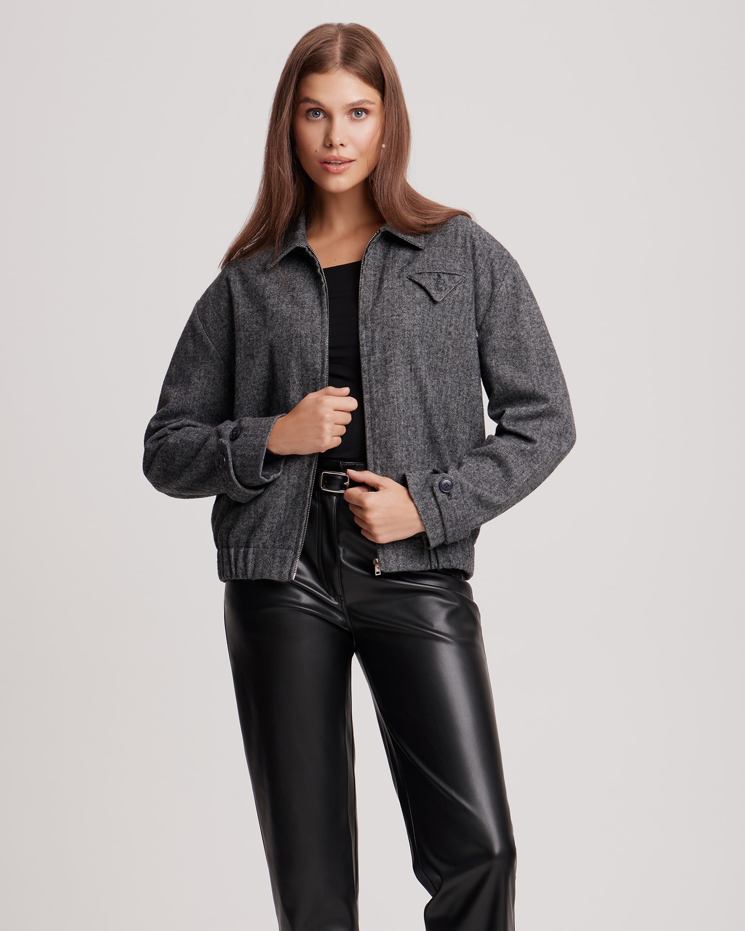 Wool bomber jacket, Dark Grey — photo 5