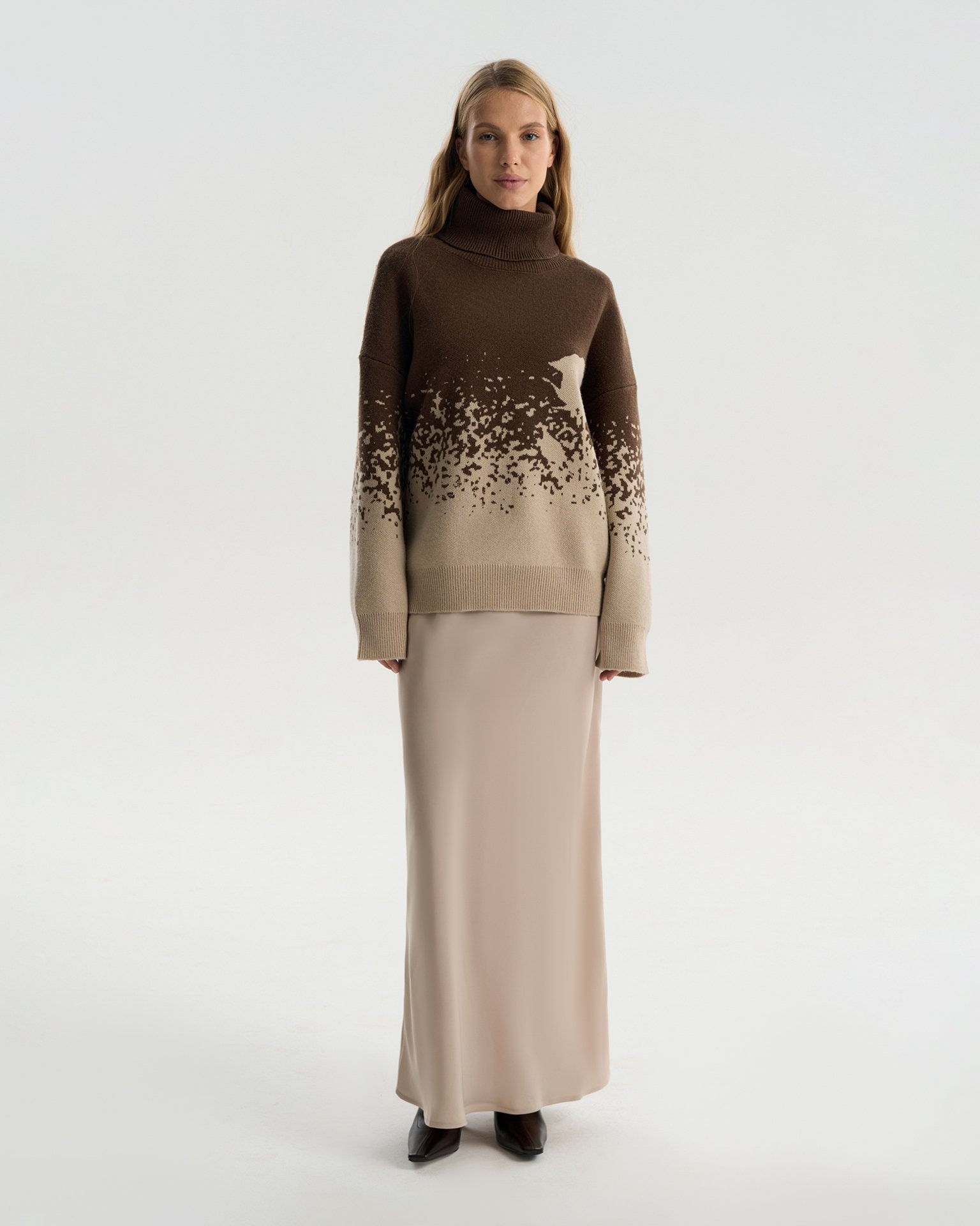 High-neck sweater, Brown — photo 2