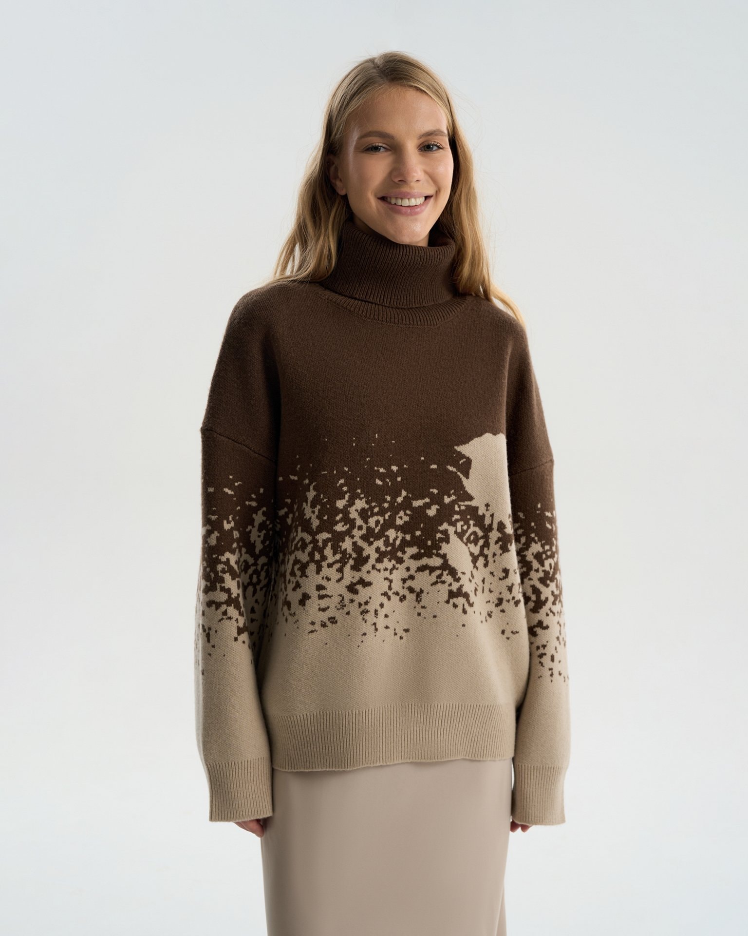 High-neck sweater, Brown — photo 4