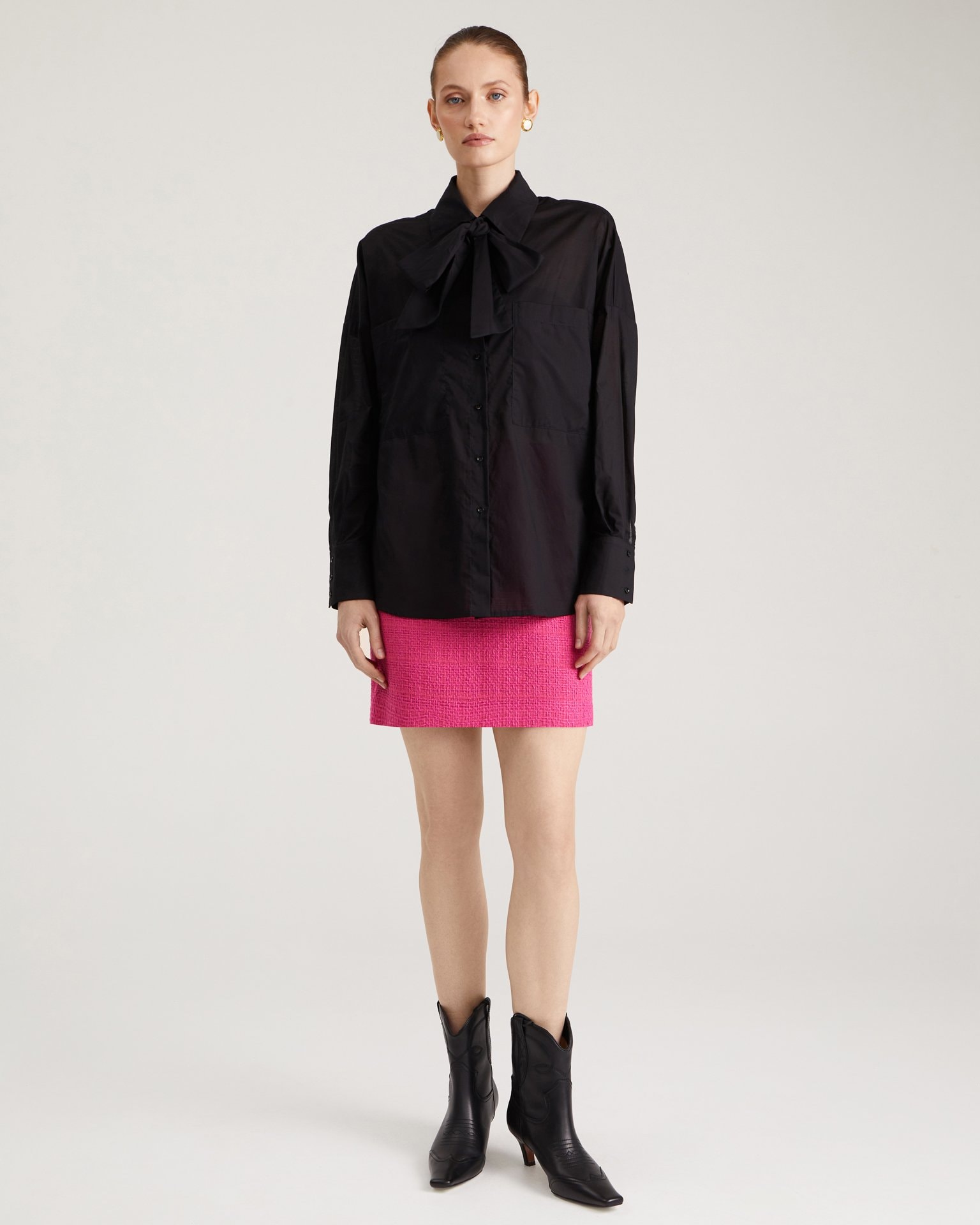 Blouse with a Bow, Black — photo 3