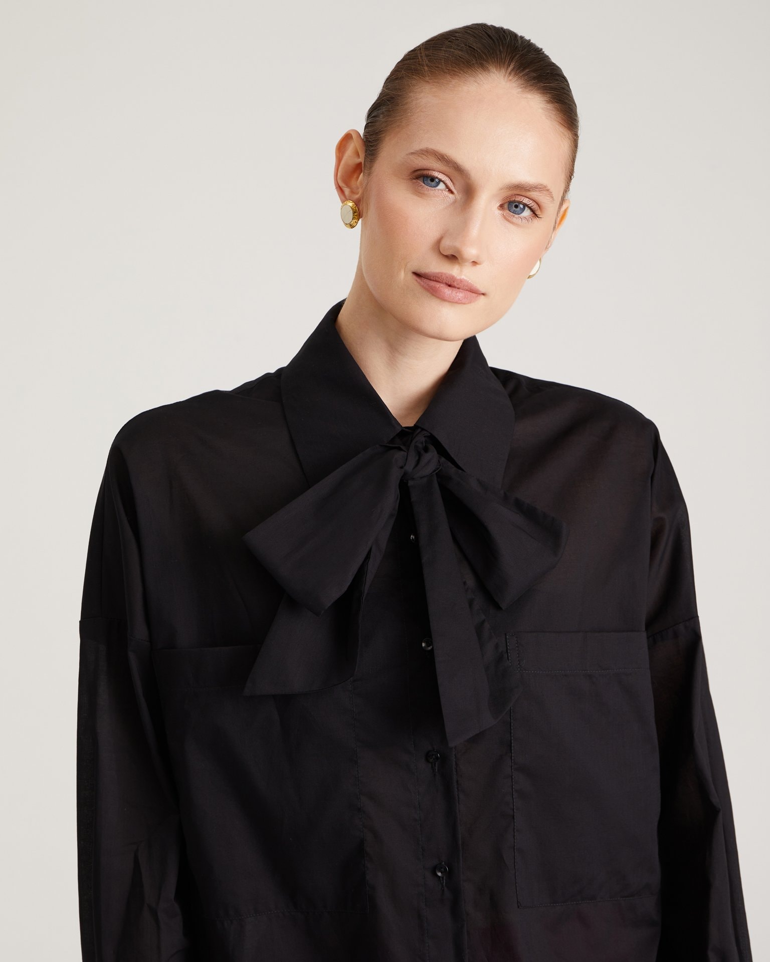 Blouse with a Bow, Black — photo 9