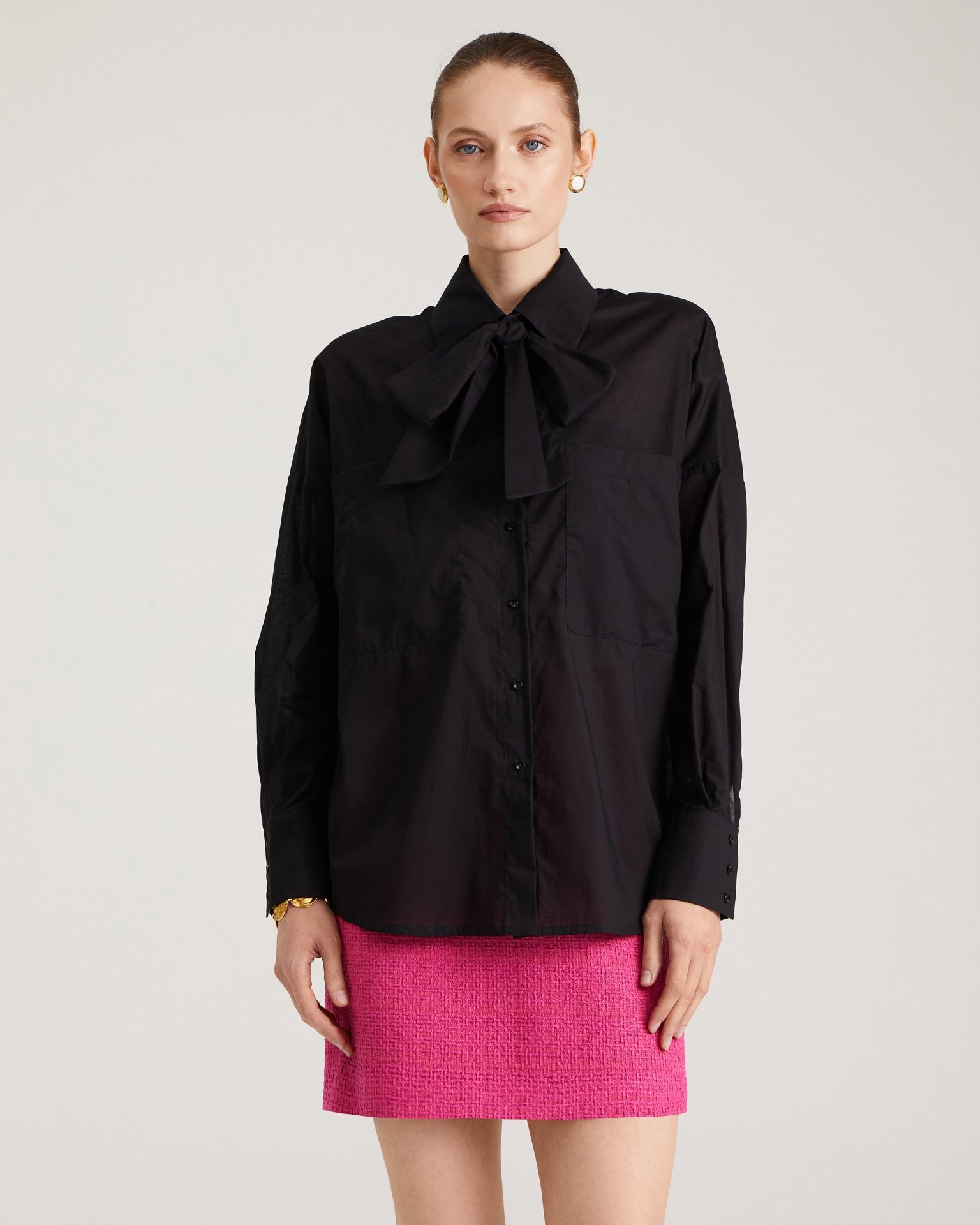 Blouse with a Bow, Black — photo 6