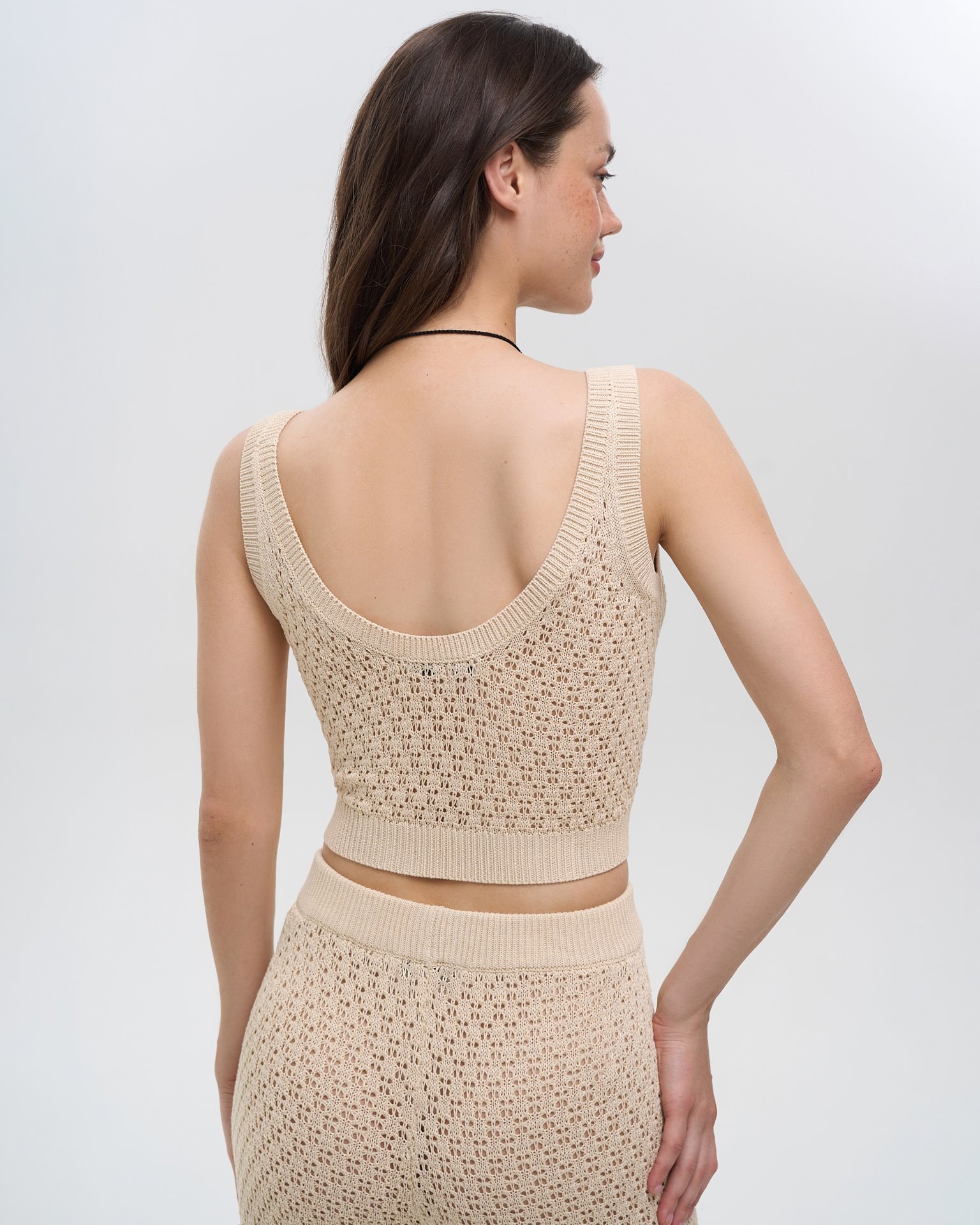 Round Neck Top, Beige