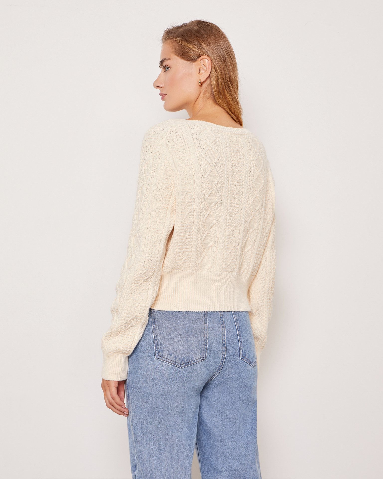 Cardigan with a cable knit pattern, Milk — photo 3