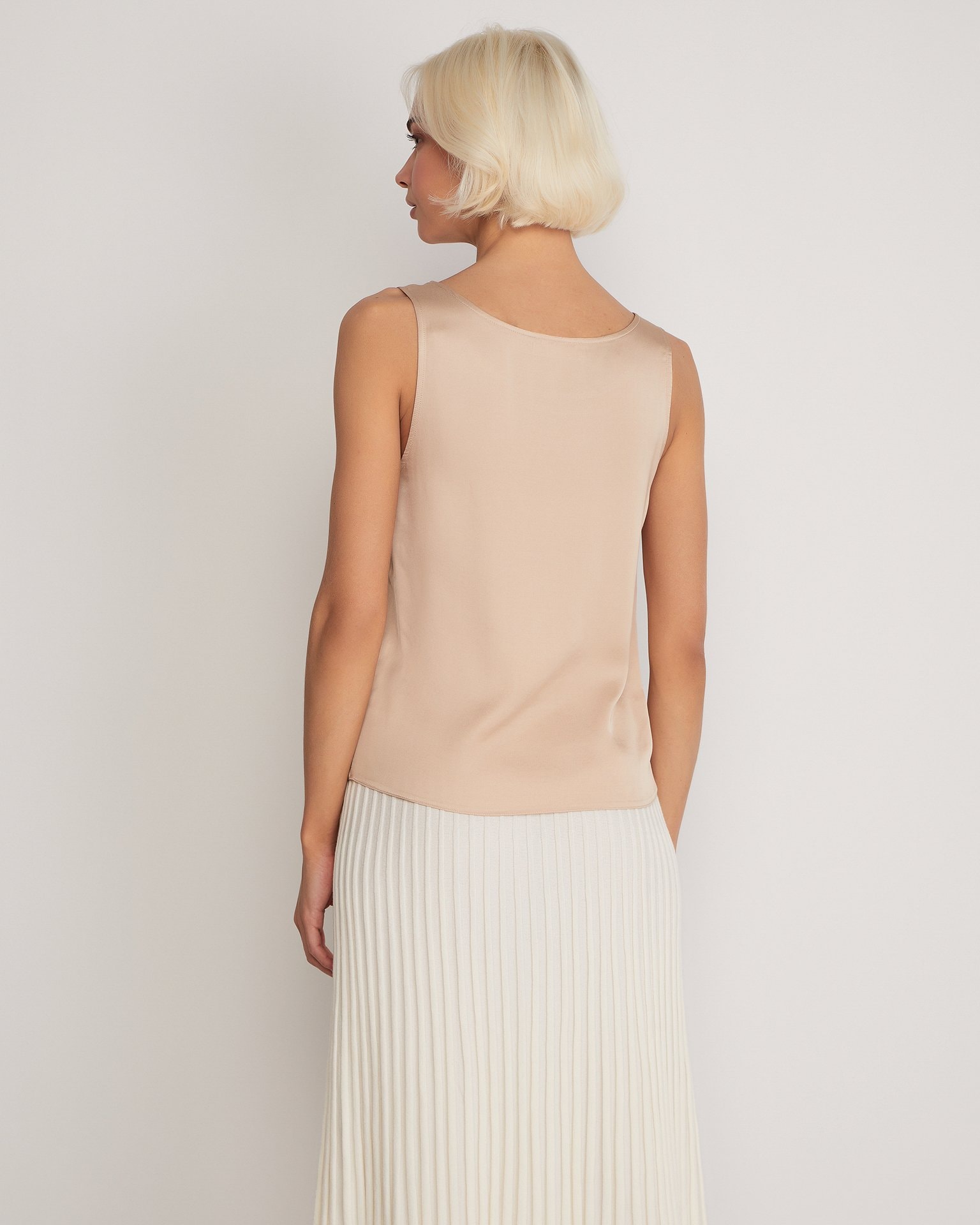 Straight-cut top, Beige — photo 3