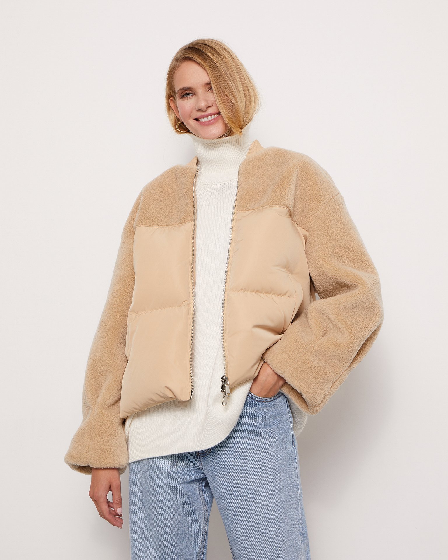 Short bomber jacket, Brown — photo 2