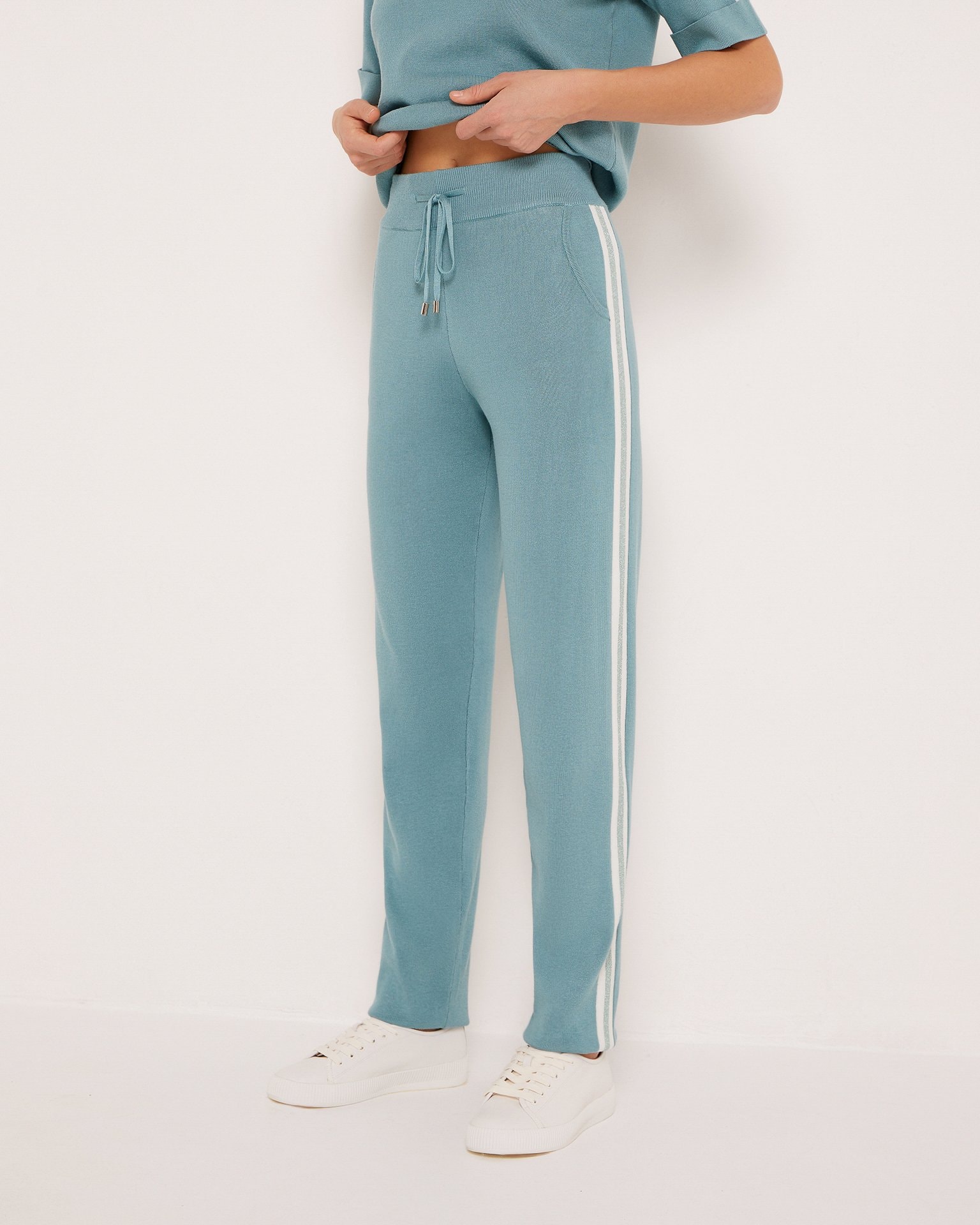 Trouser set with side stripes, Green — photo 6