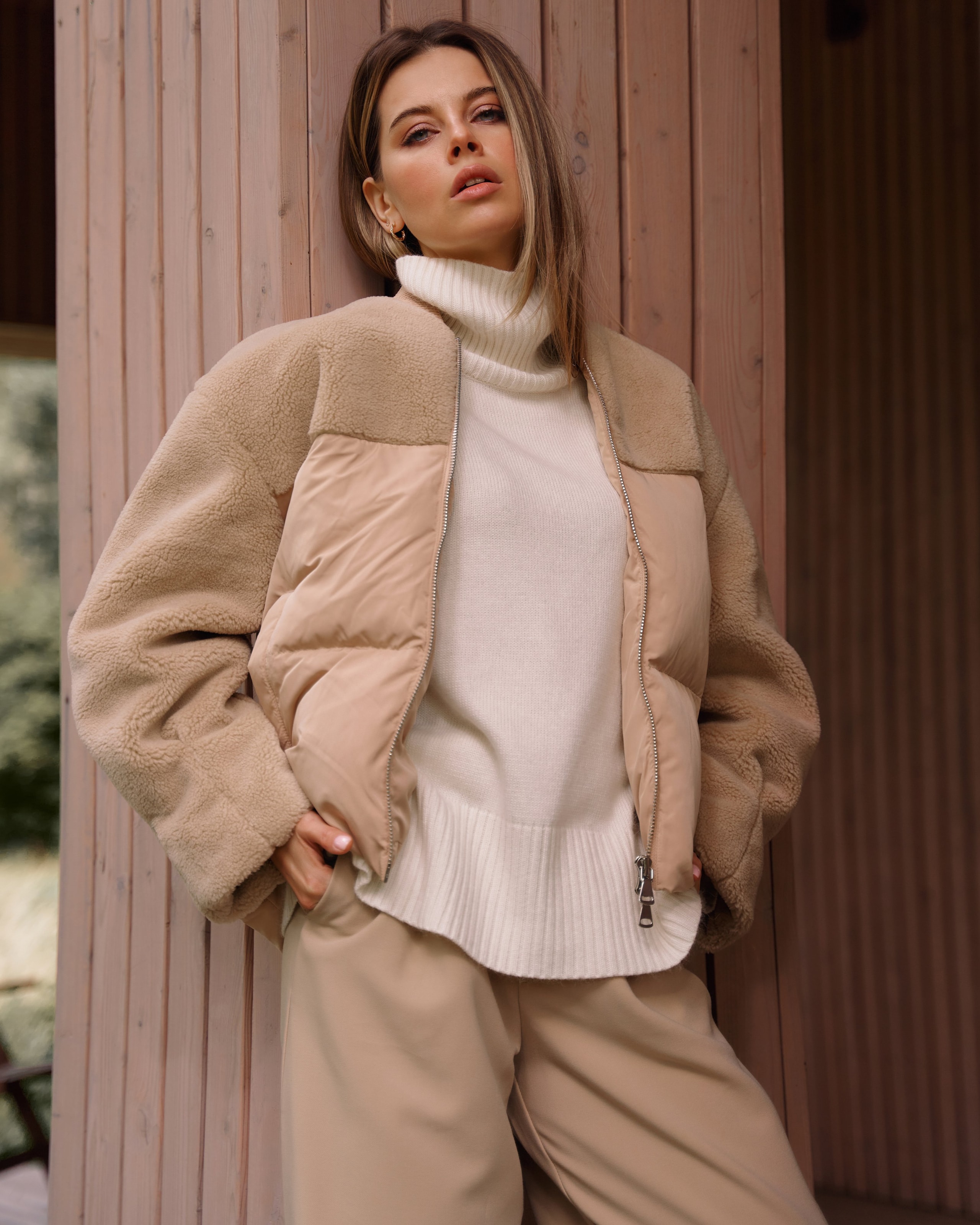 Short bomber jacket, Brown