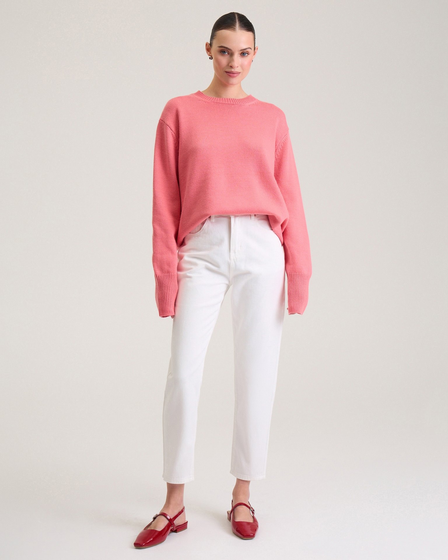 White cropped jeans, White — photo 4