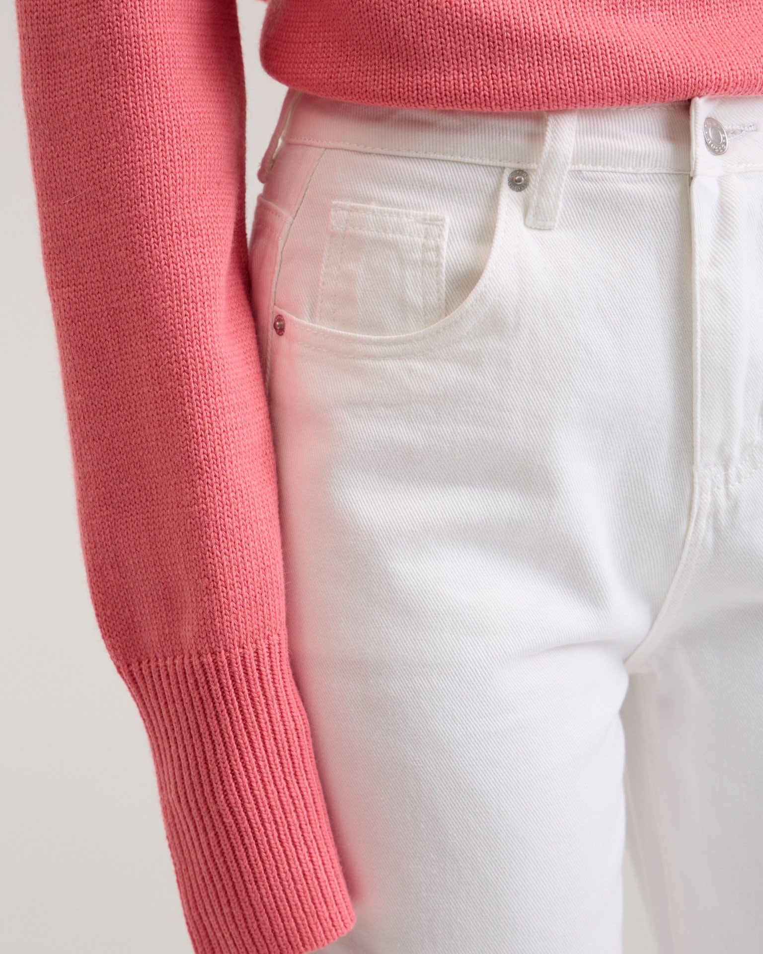White cropped jeans, White — photo 8