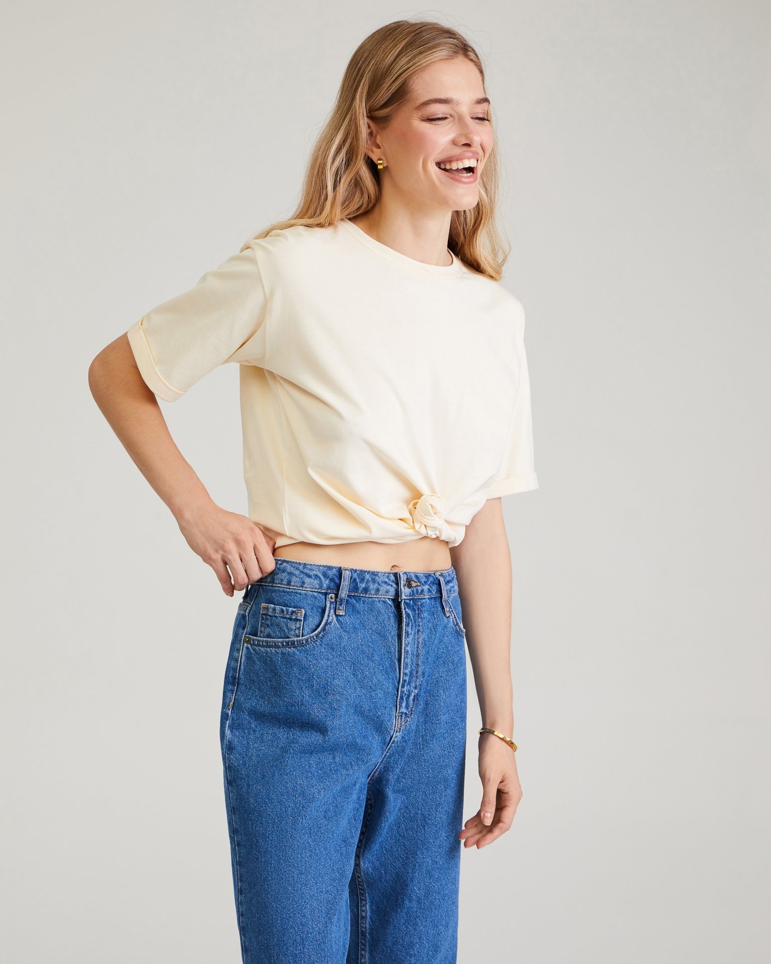 Light blue mom jeans, Blue — photo 6